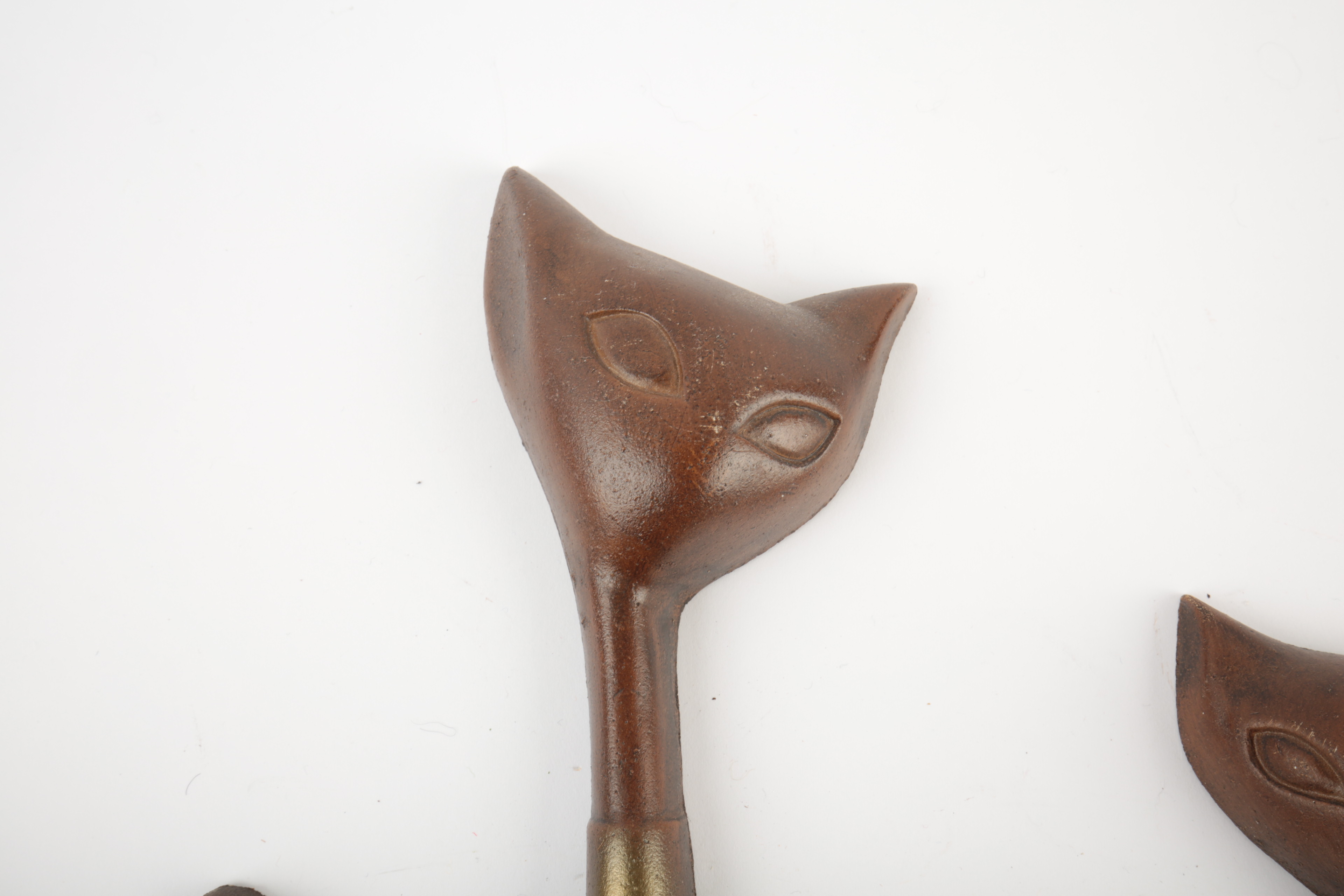 Mid Century Modern Cast Metal Siamese Cat Wall Hangings by Sexton