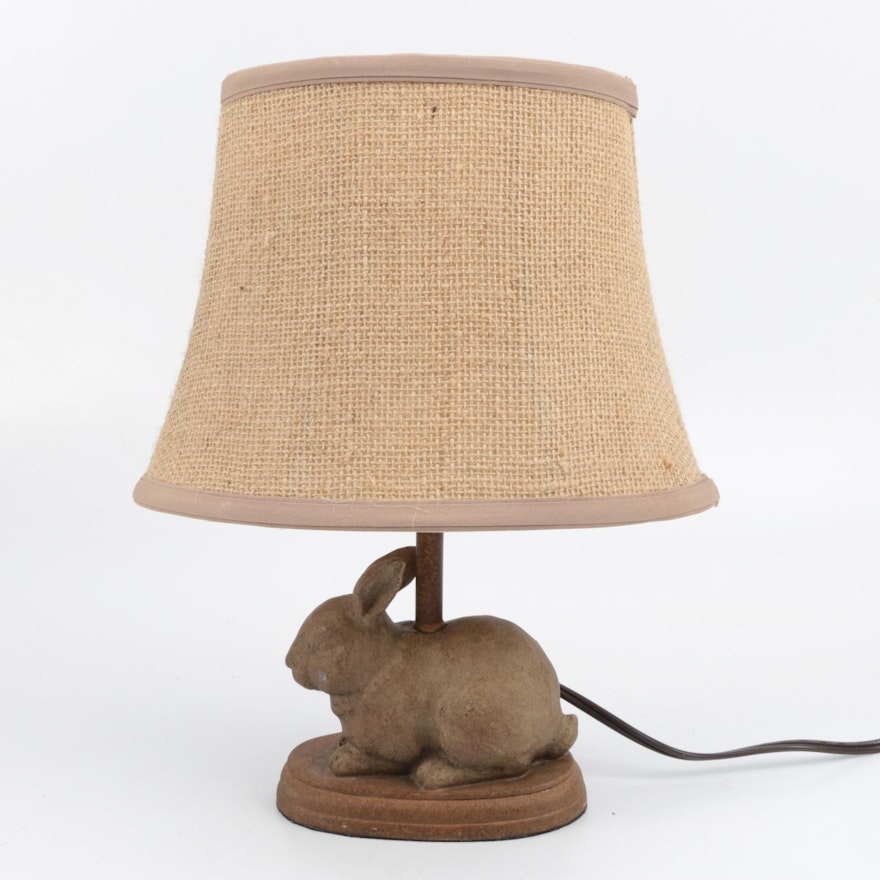 Figural Table Lamp with Rabbit Figure