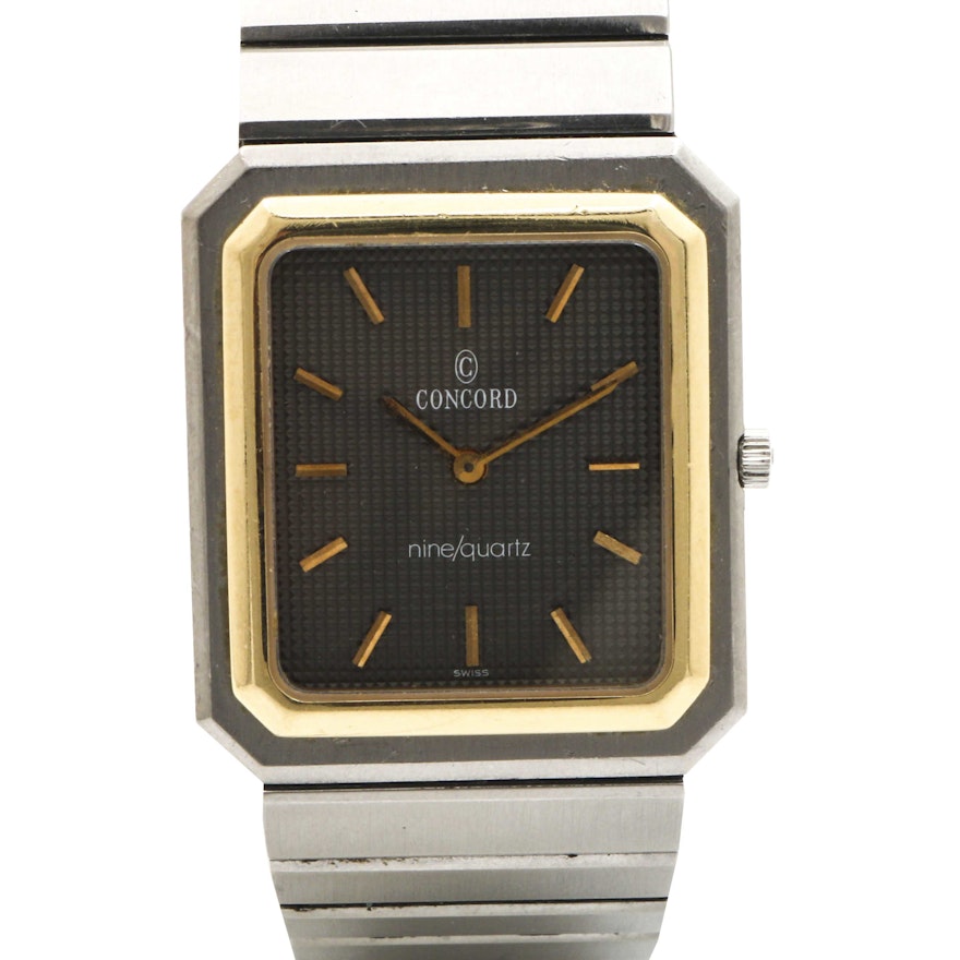 Concord Stainless Steel Wristwatch With Gold Tone Accents