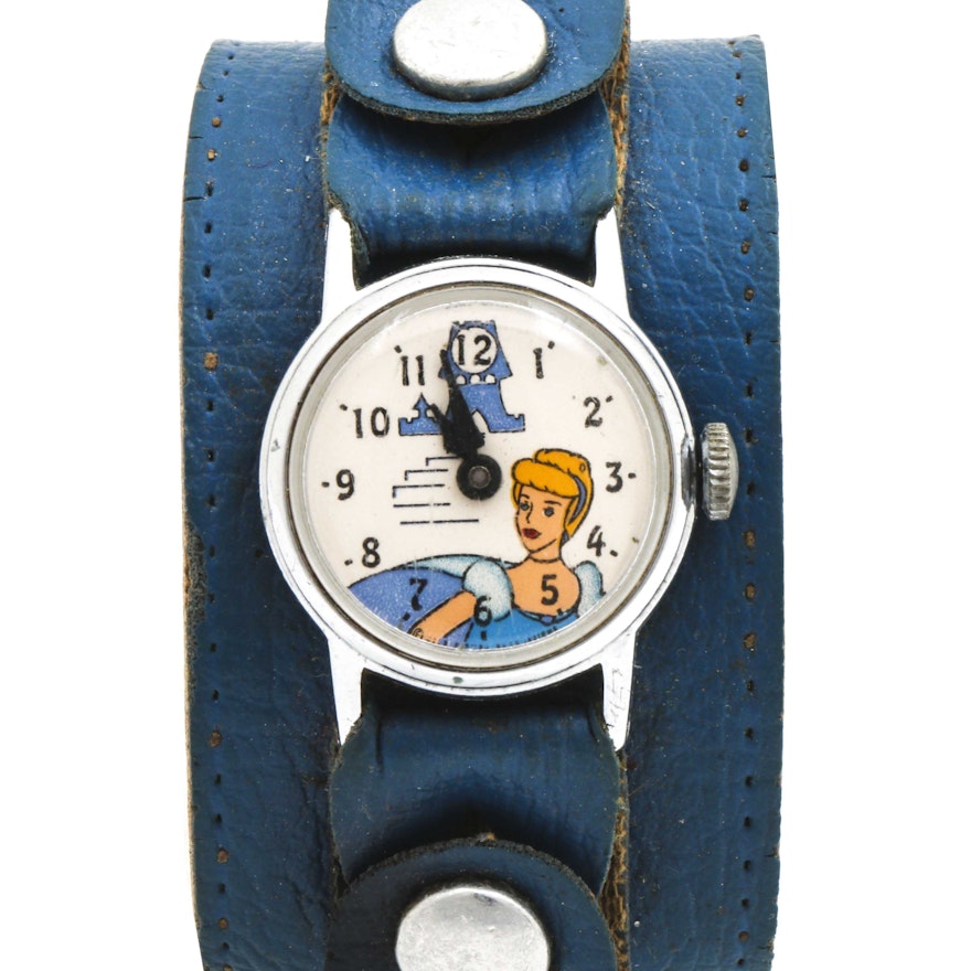 Vintage Disney Cinderella Bund Leather Wristwatch