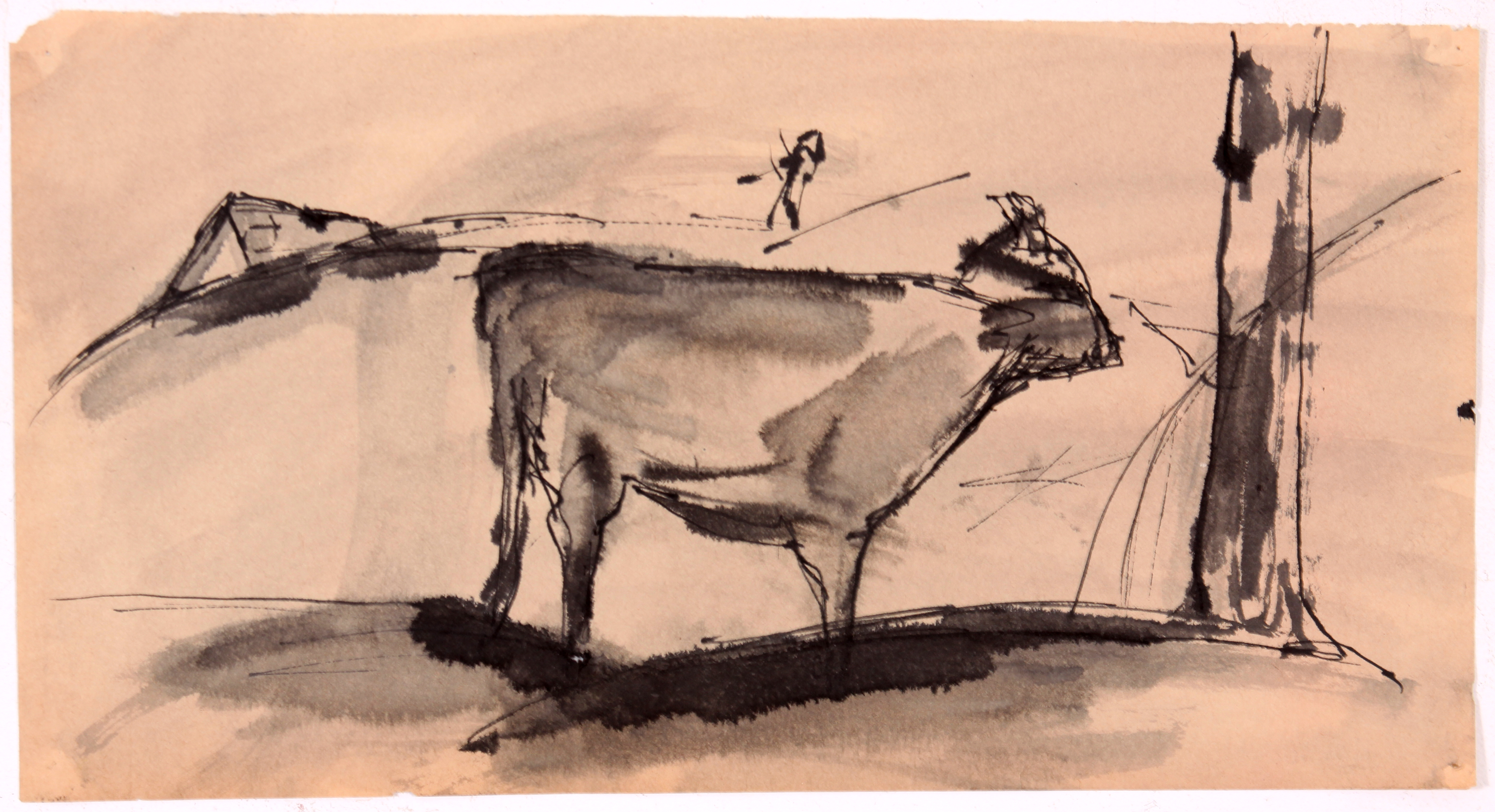 Original Watercolor Expressionist Landscape by Jean Margolin