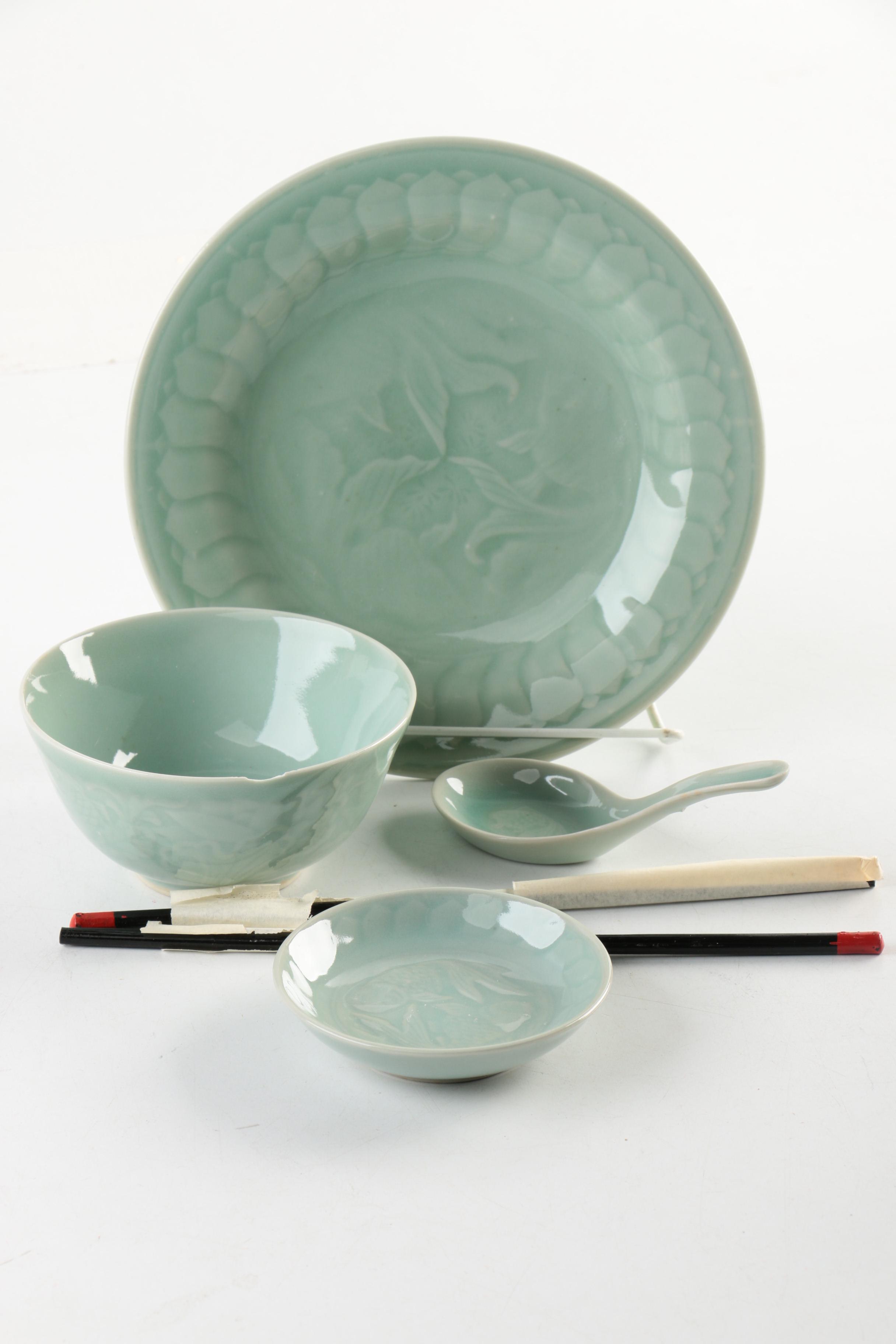 Joyce Chen Celadon Style Dinnerware Set