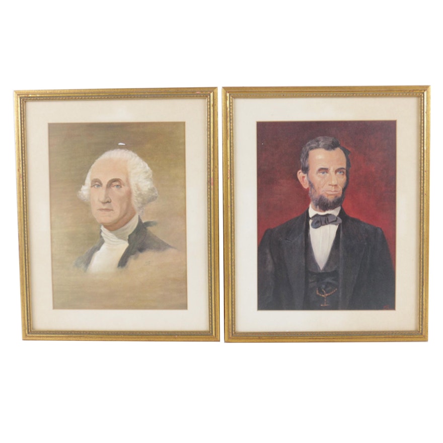 Pair of Reproduction Prints on Paper of George Washington and Abraham Lincoln