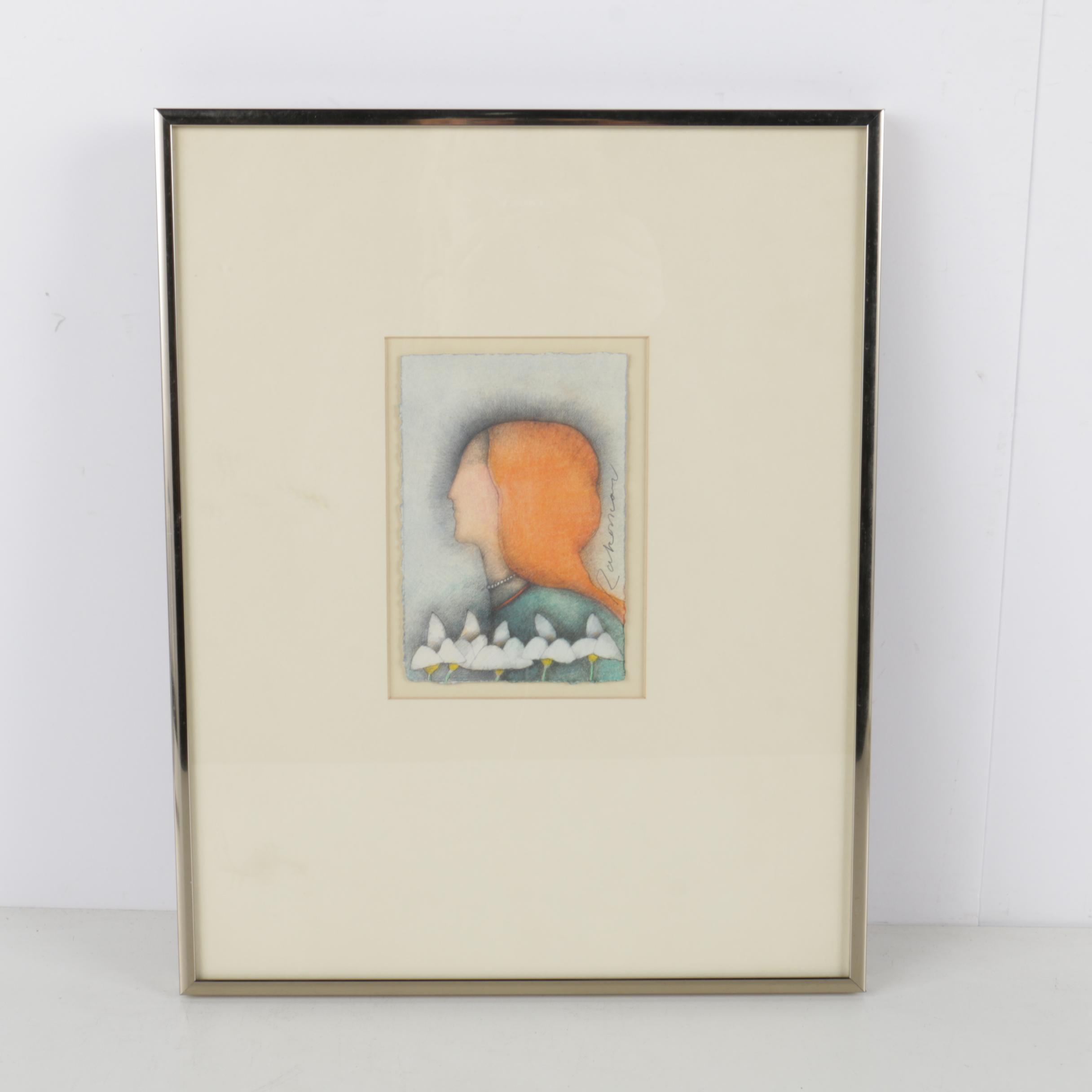 Charles Gatewood Pastel on Paper, Patrick Wadley Watercolor, and Signed Drawing
