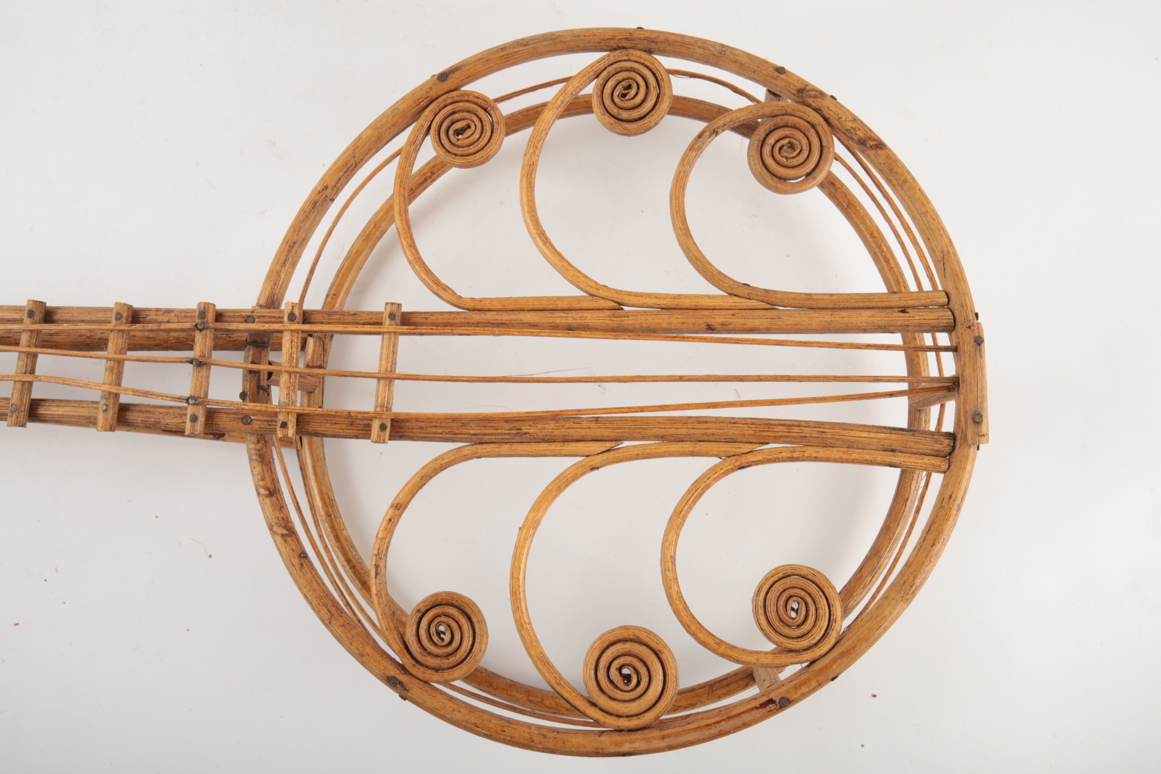 Pair of Decorative Wicker String Instruments Wall Decor Items