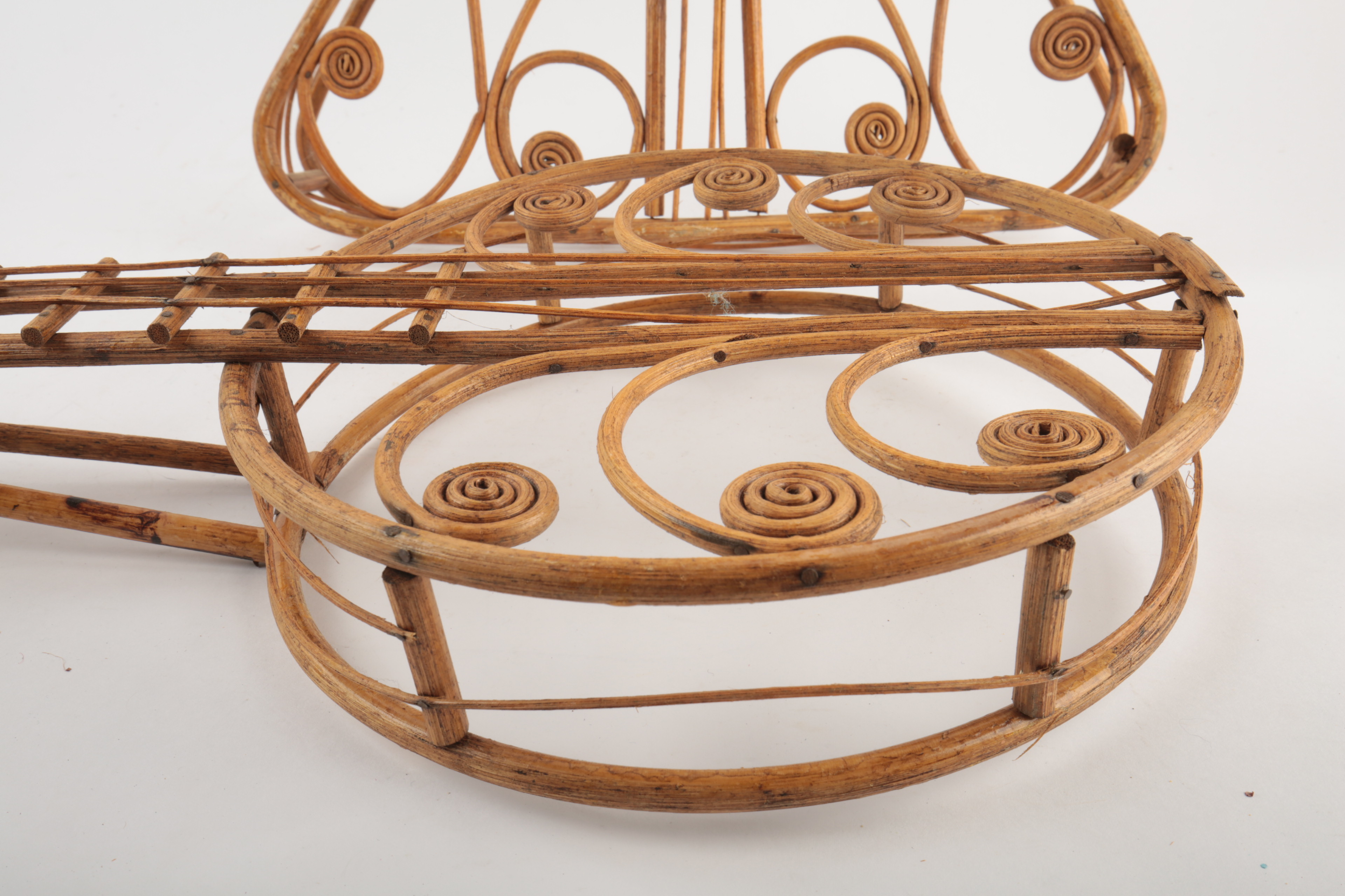 Pair of Decorative Wicker String Instruments Wall Decor Items