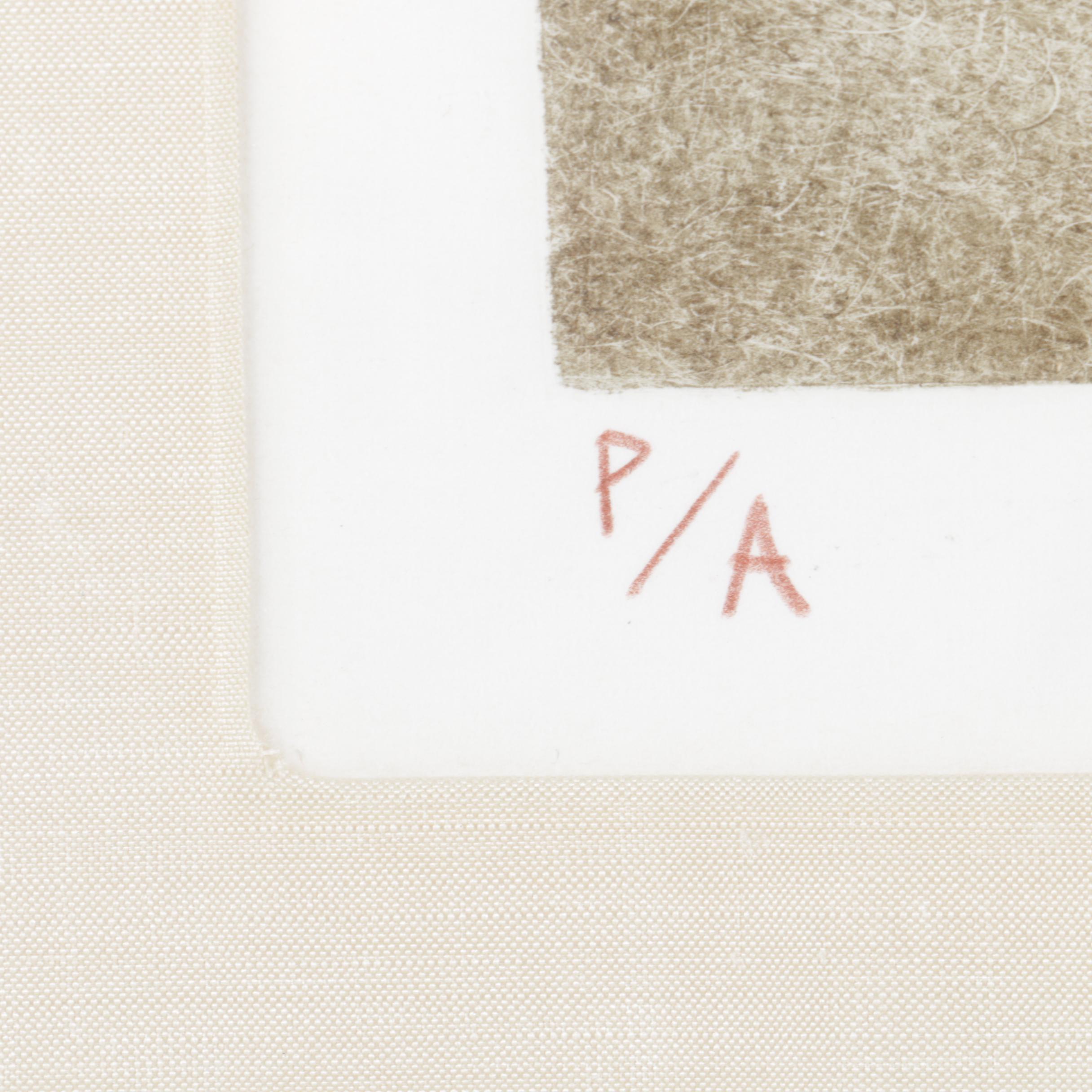 Raul Anguiano Etching of Abstract Figures