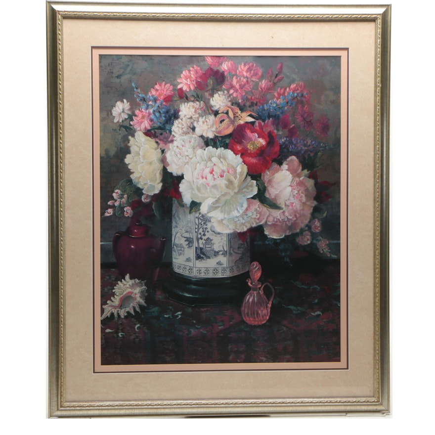 Offset Lithograph After Glenna Kurz of a Floral Still Life