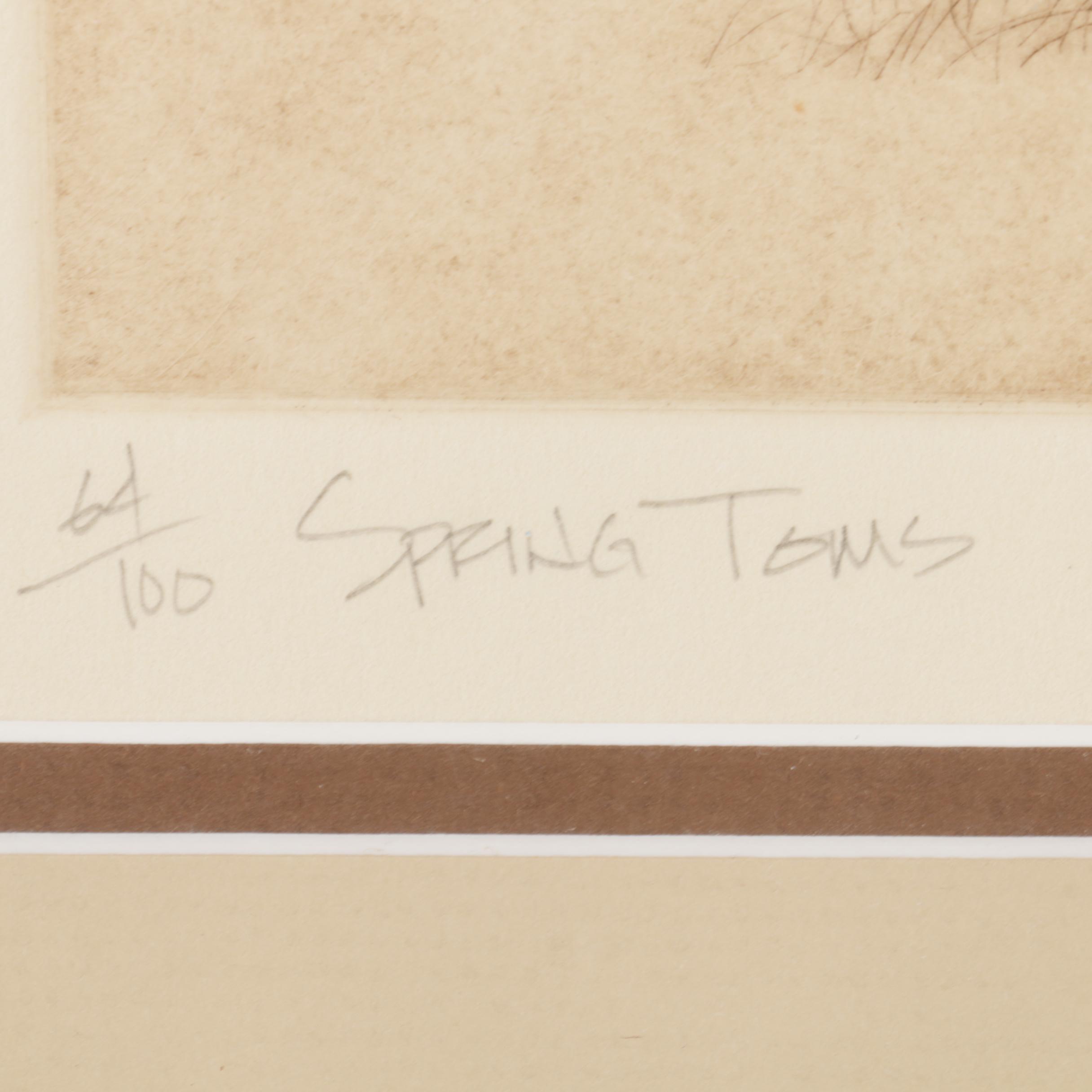 Melanie Fain Hand Colored Etching on Paper "Spring Toms"