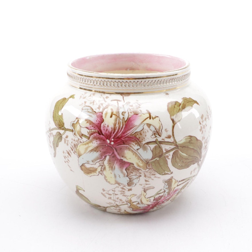 Ceramic Vase with Colorful Tiger Lilies