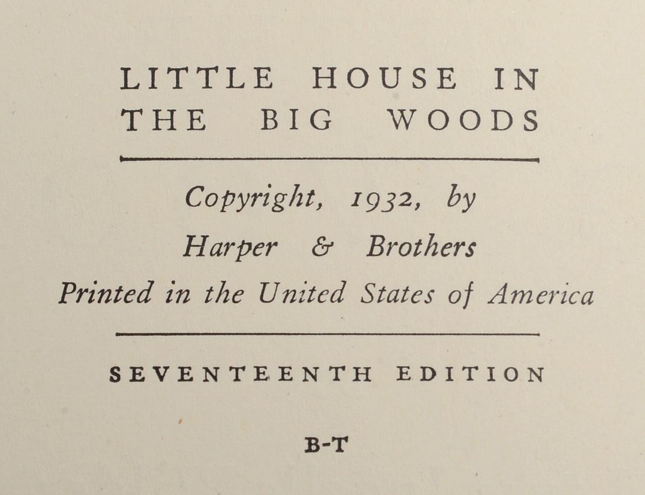 1932 Edition of "Little House in the Big Woods" by Laura Ingalls Wilder