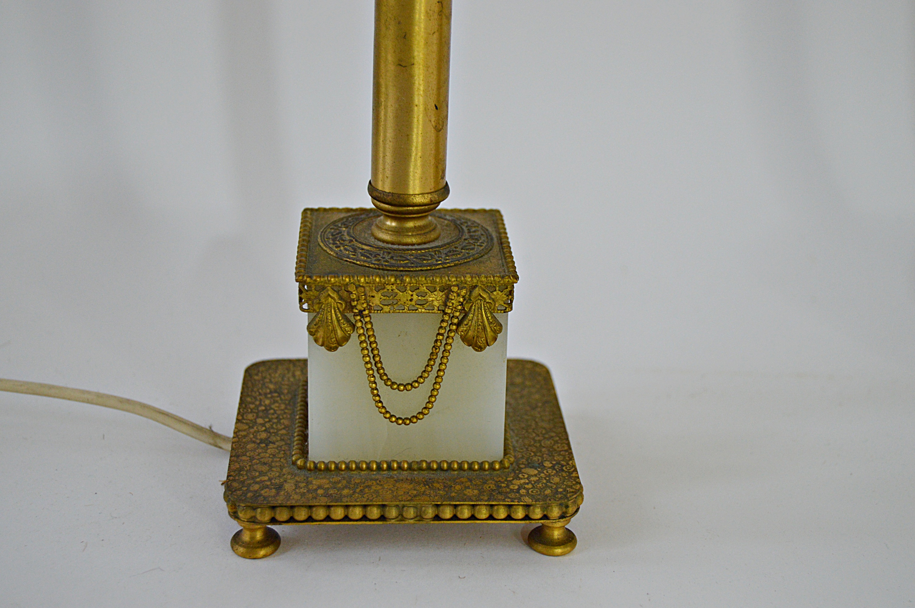 Pair of Vintage Neoclassic Style Brass and Onyx Table Lamp