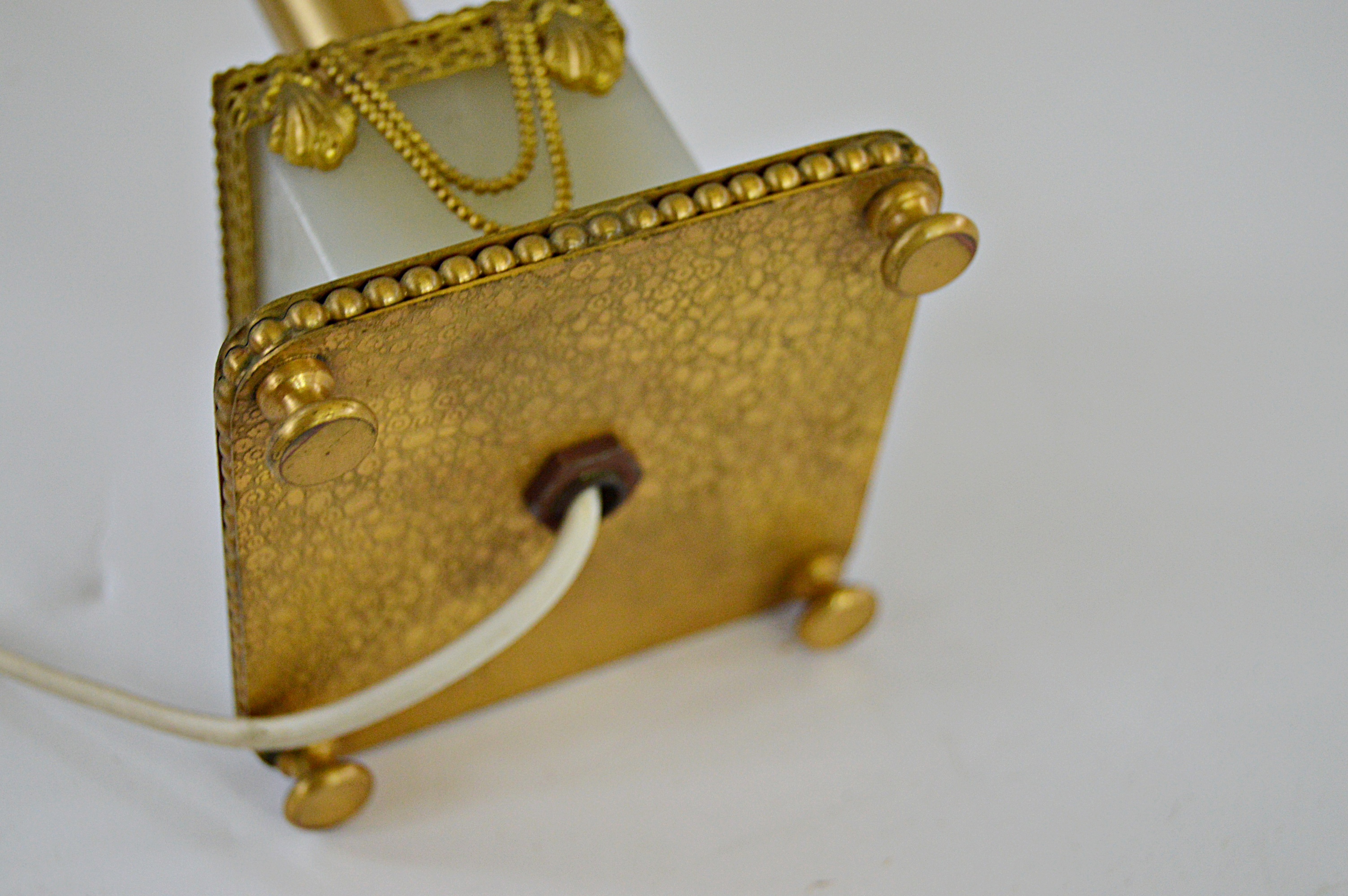 Pair of Vintage Neoclassic Style Brass and Onyx Table Lamp