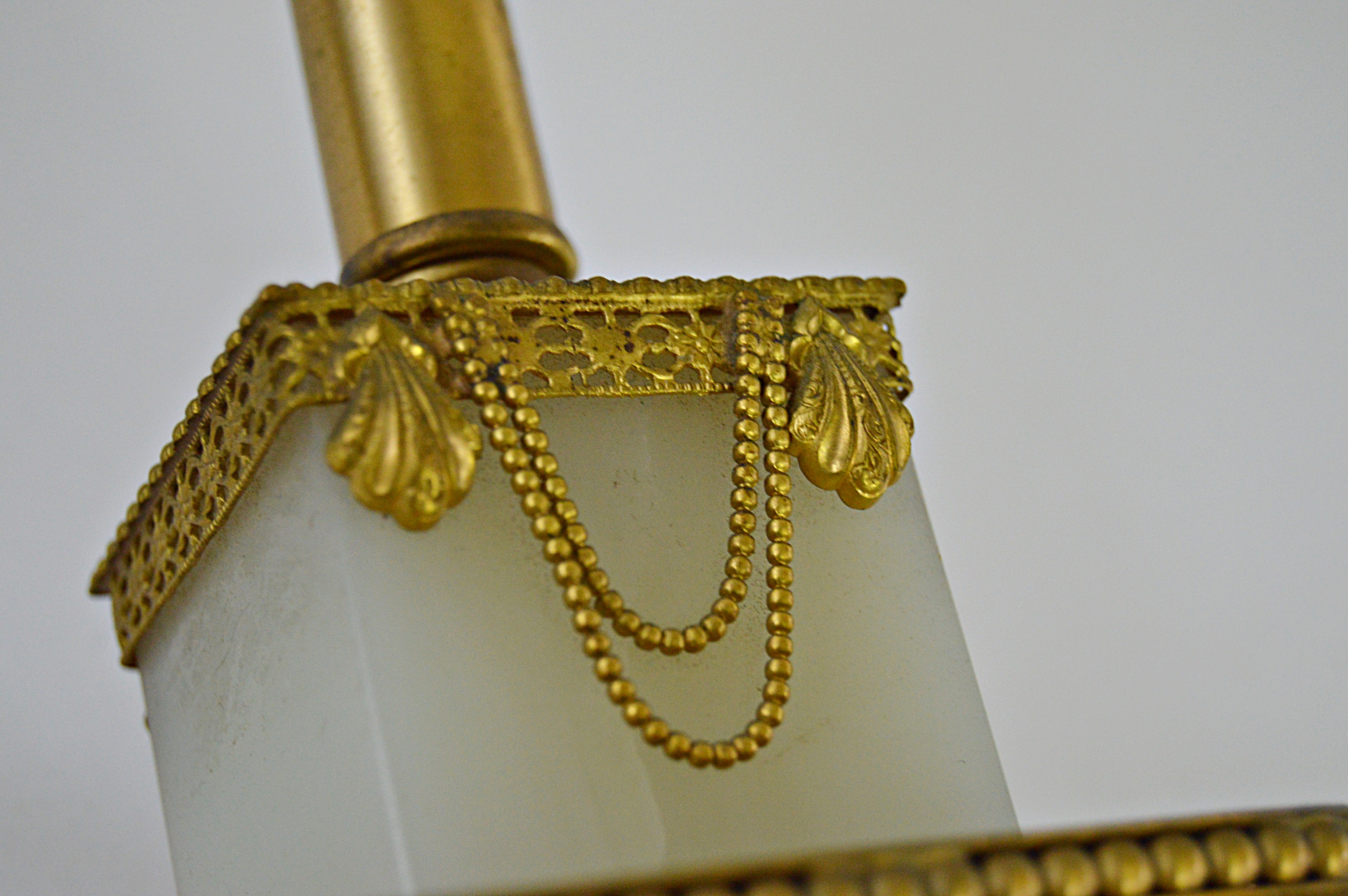 Pair of Vintage Neoclassic Style Brass and Onyx Table Lamp