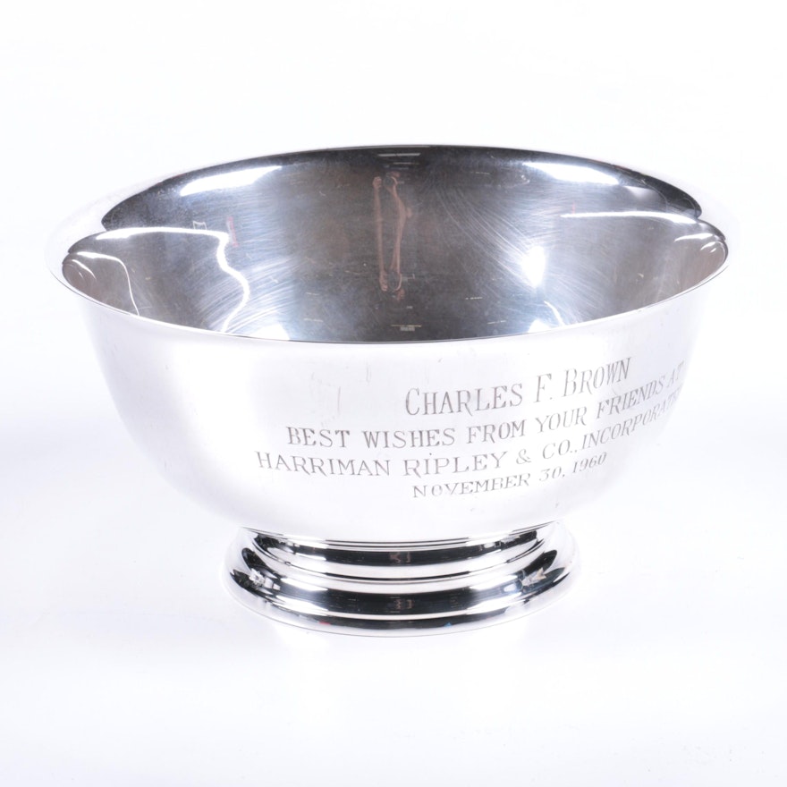 Vintage International Silver Co. "Paul Revere Reproduction" Bowl with Engraving
