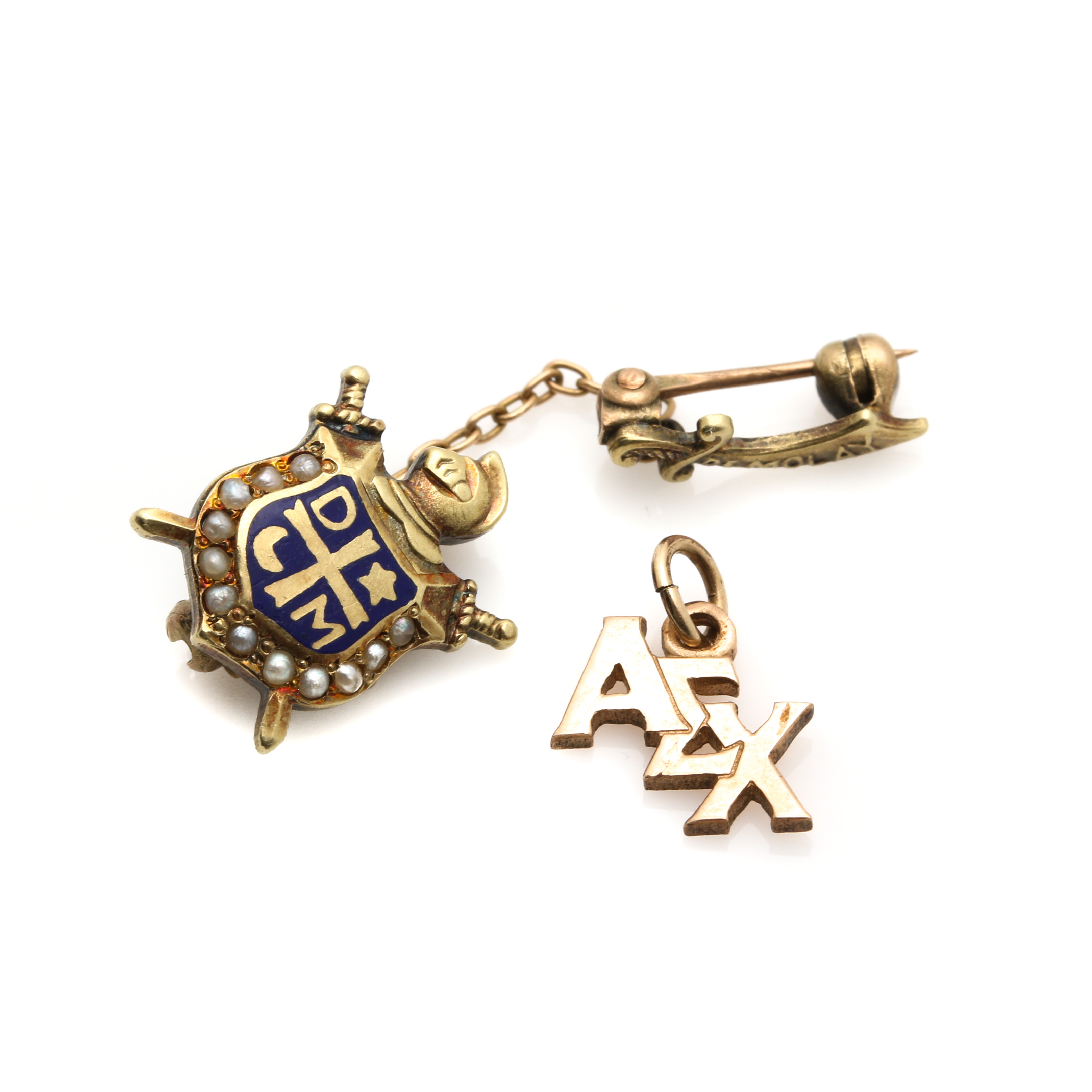 10K and 14K Yellow Gold Cultured Seed Pearl Masonic Pin and Pendant Selection