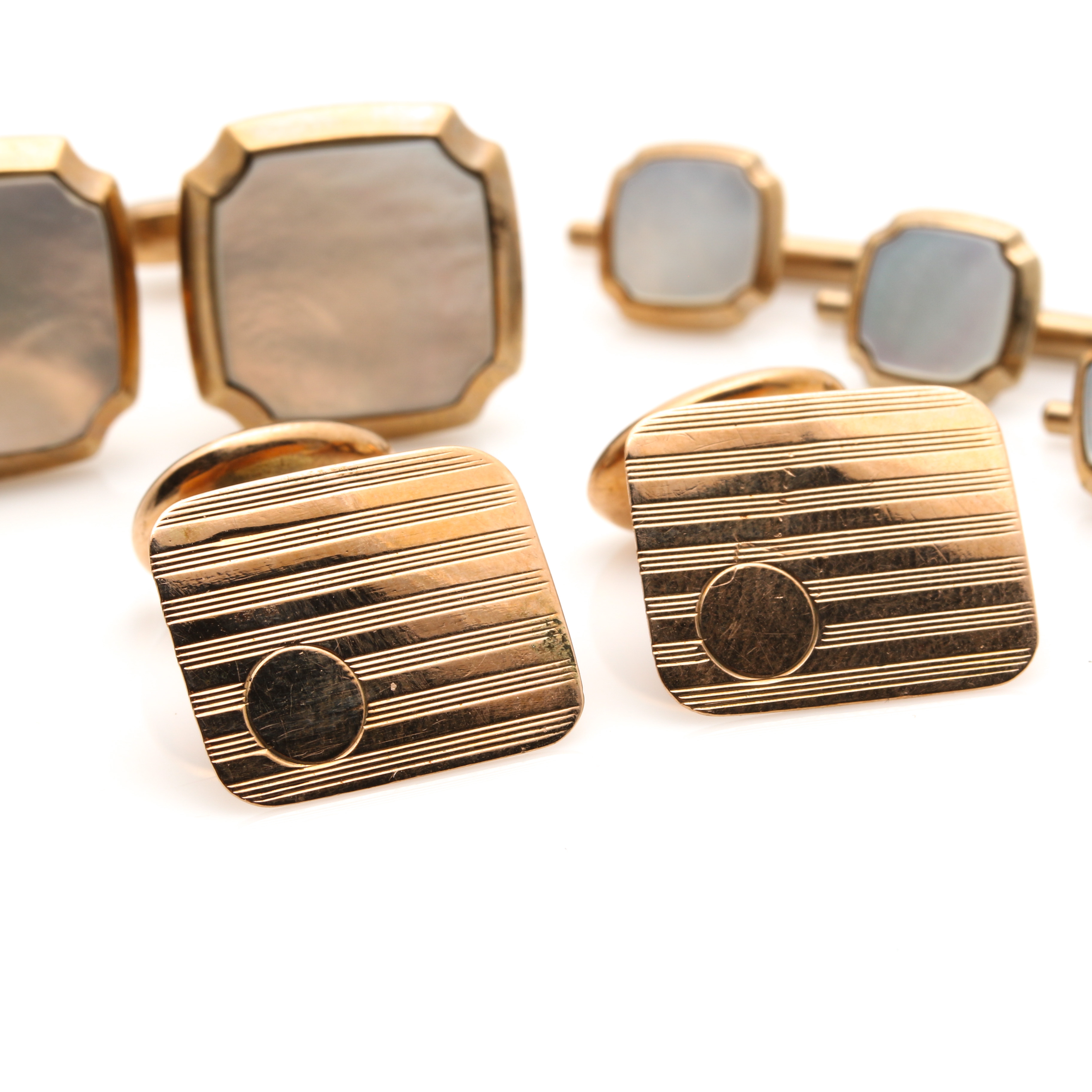 10K Yellow Gold Mother of Pearl Tuxedo Set and Cufflink Selection