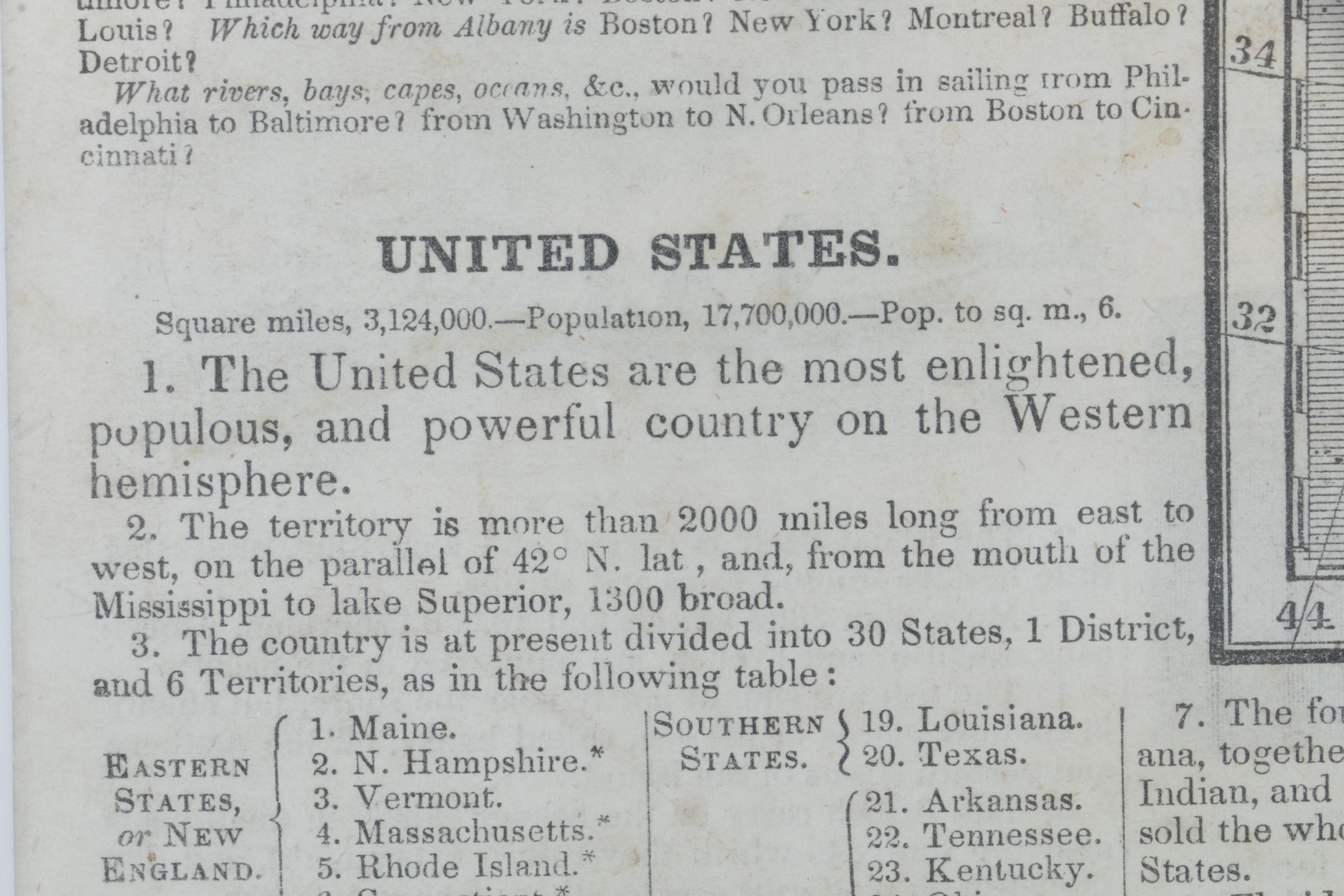 Hand Colored Engraved Map of the United States in the Mid 19th Century