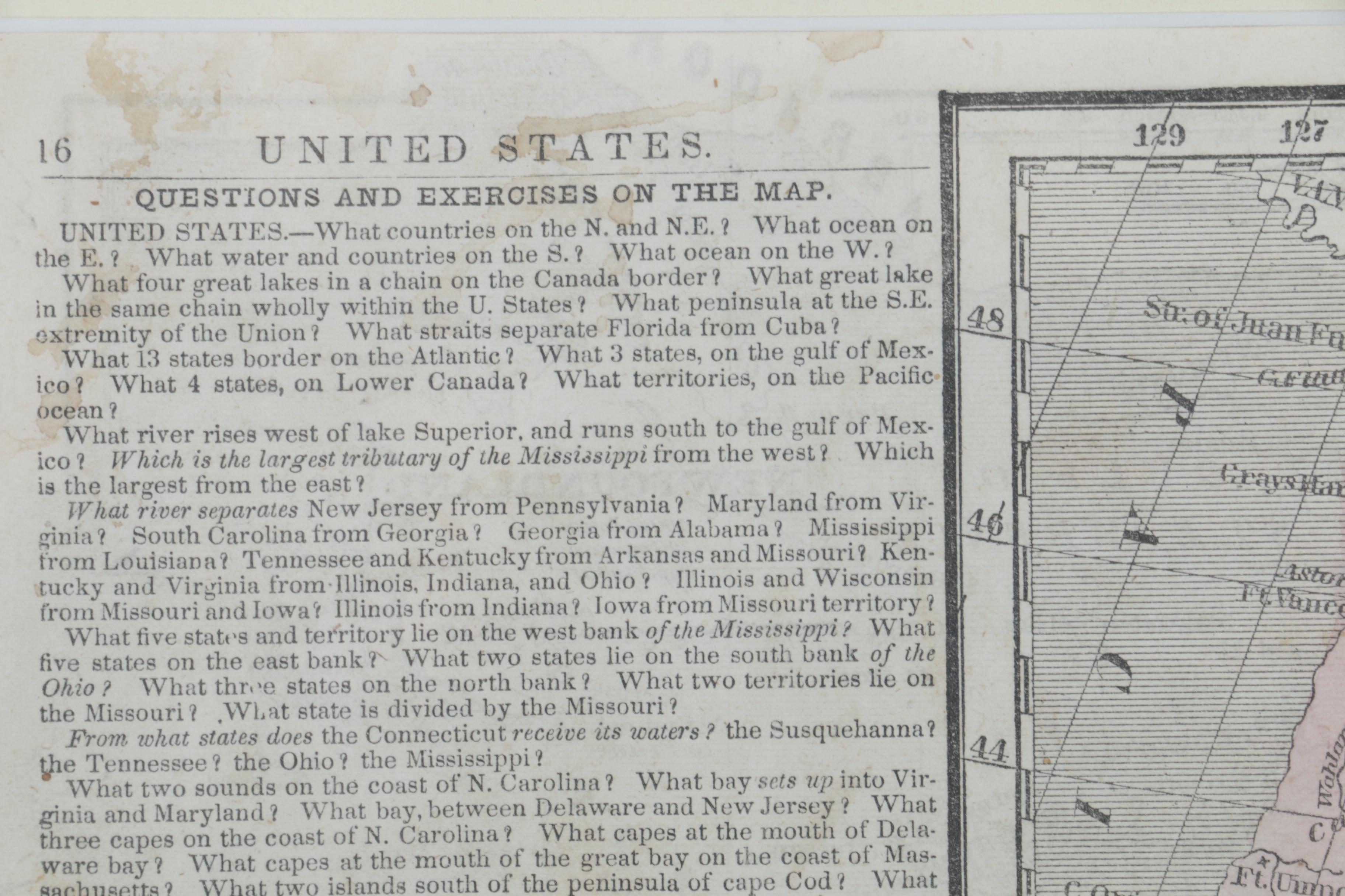 Hand Colored Engraved Map of the United States in the Mid 19th Century