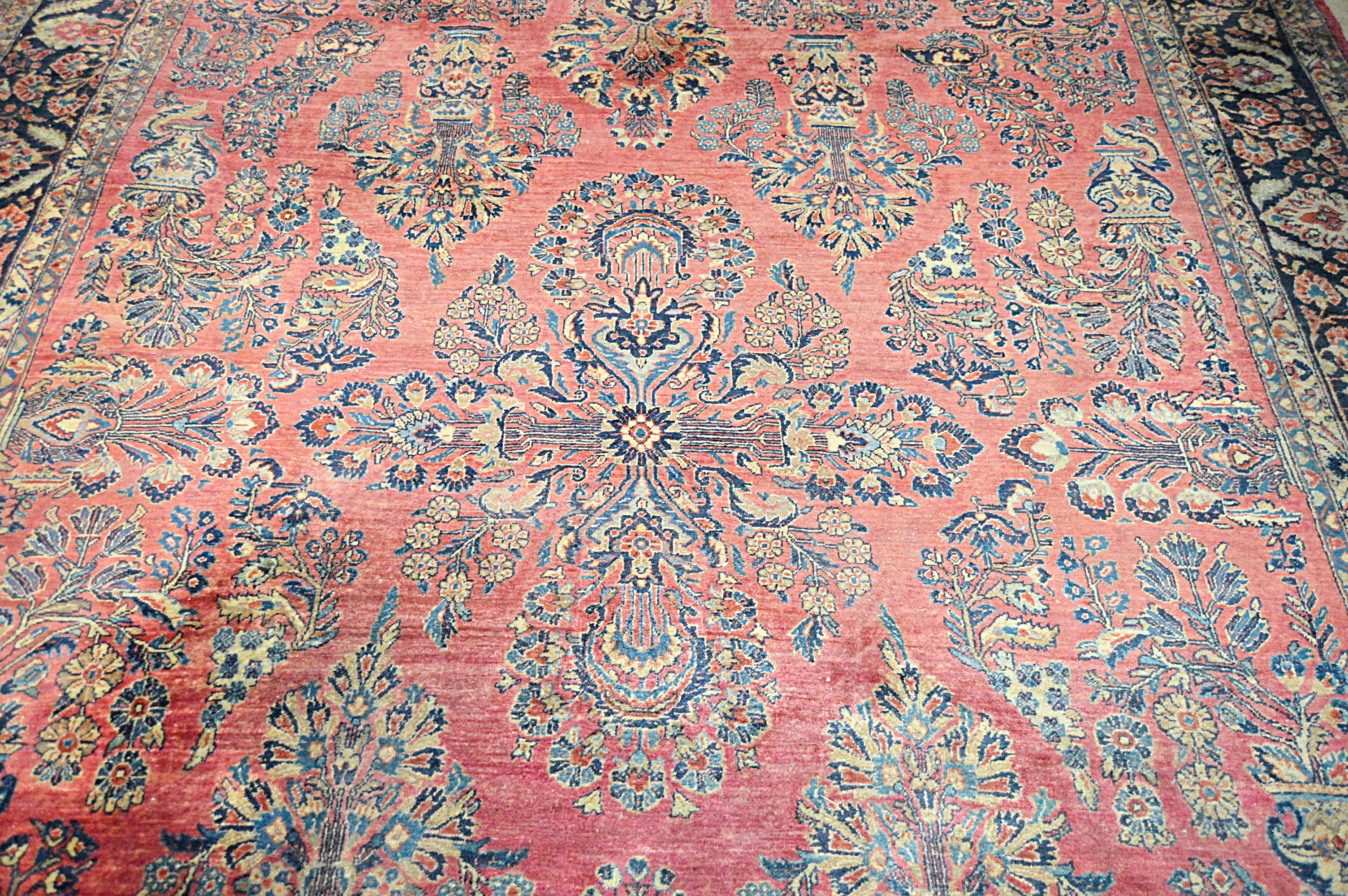 Semi-Antique Handwoven Sarouk Wool Area Rug