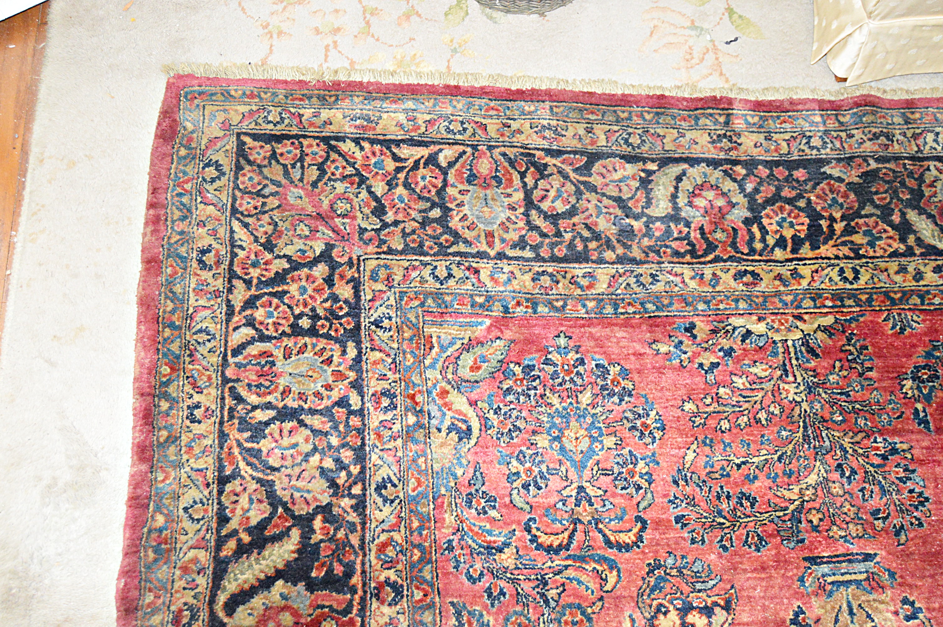 Semi-Antique Handwoven Sarouk Wool Area Rug
