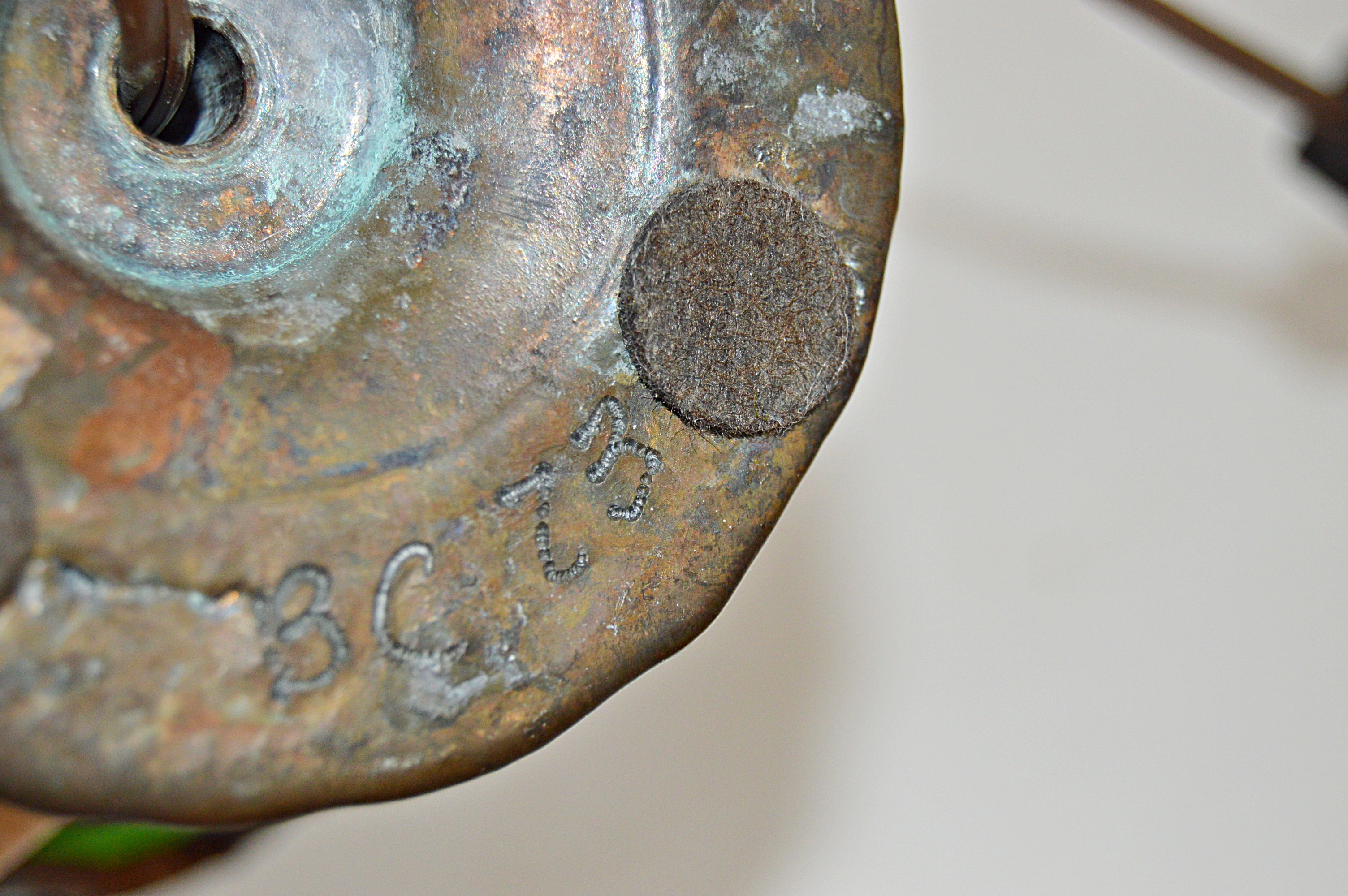 Vintage Art Nouveau Style Stained Leaded Desk Lamp in a Miniature Size