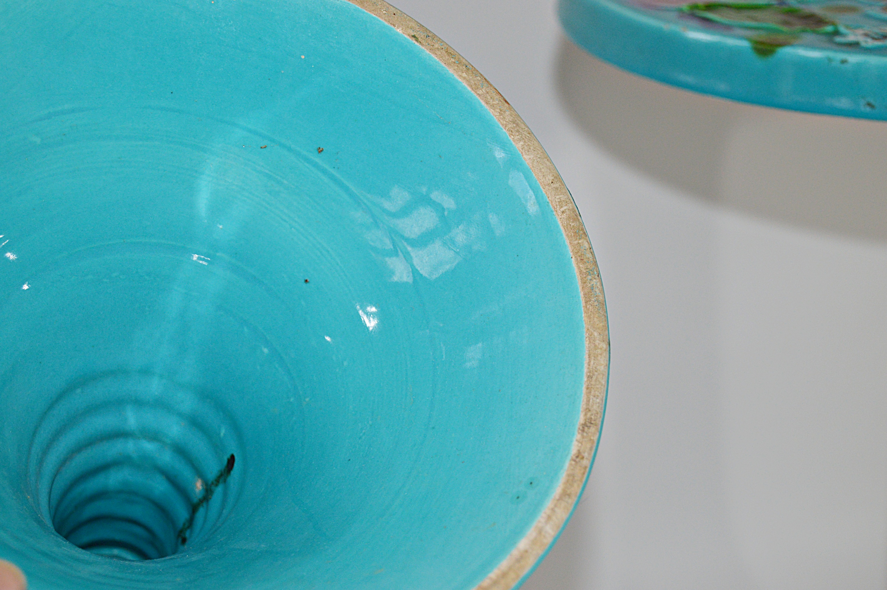 Mid Century Modern Floral-Enameled Tulip Side Tables