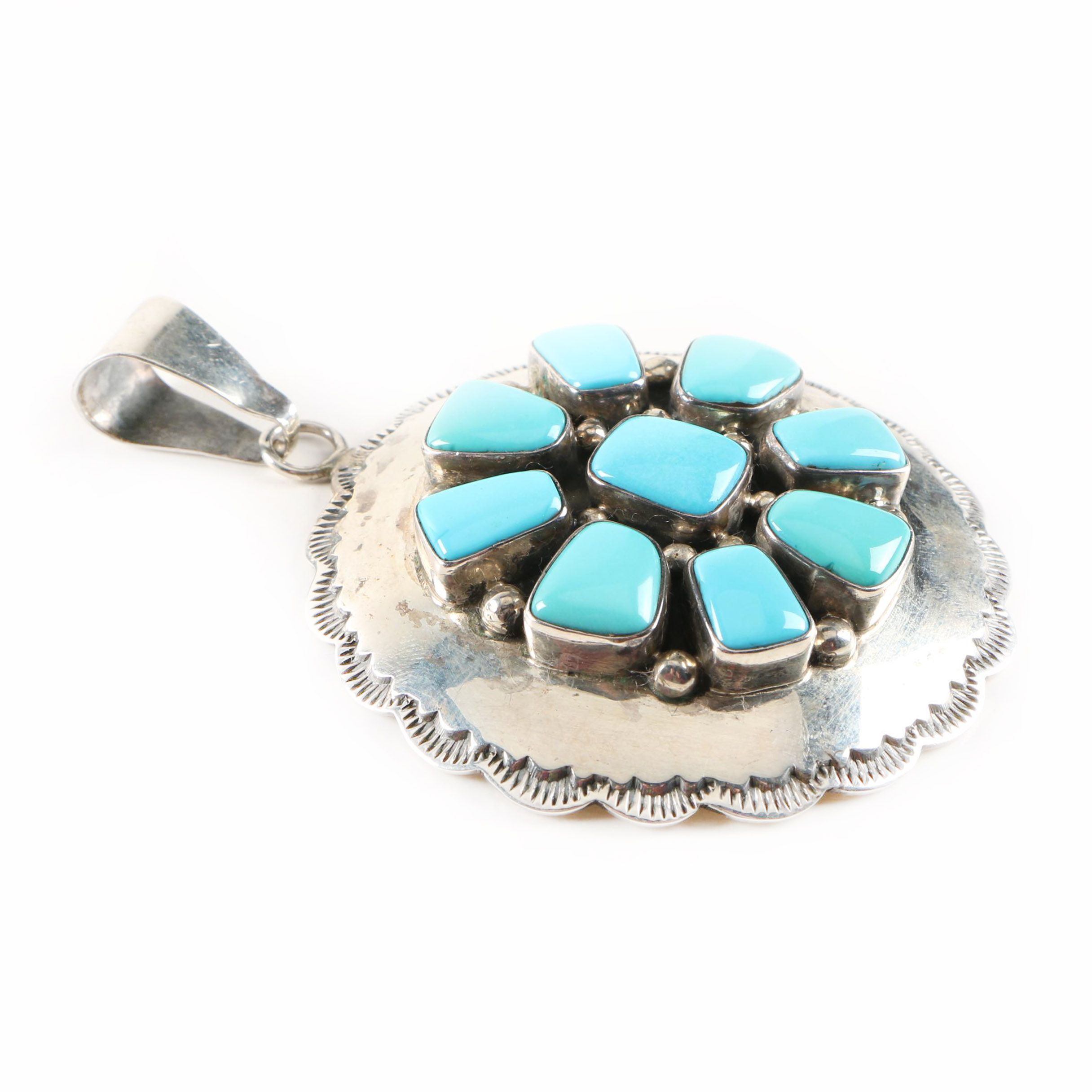 Benny Johnson Sterling Silver and Turquoise Pendant