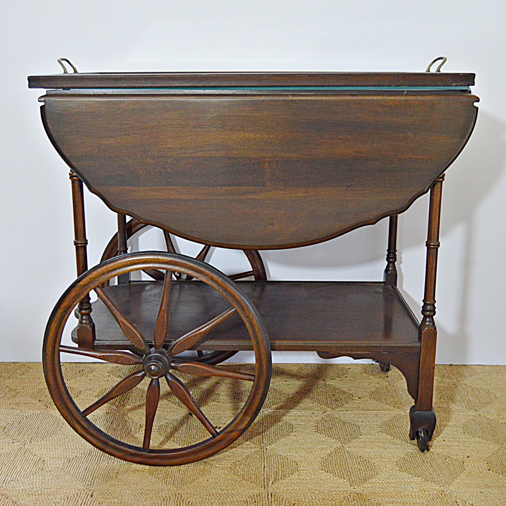 Traditional Mahogany Tea Cart with Tray