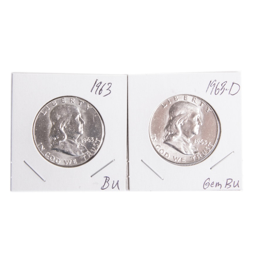1963 and 1963-D Franklin Silver Half Dollars