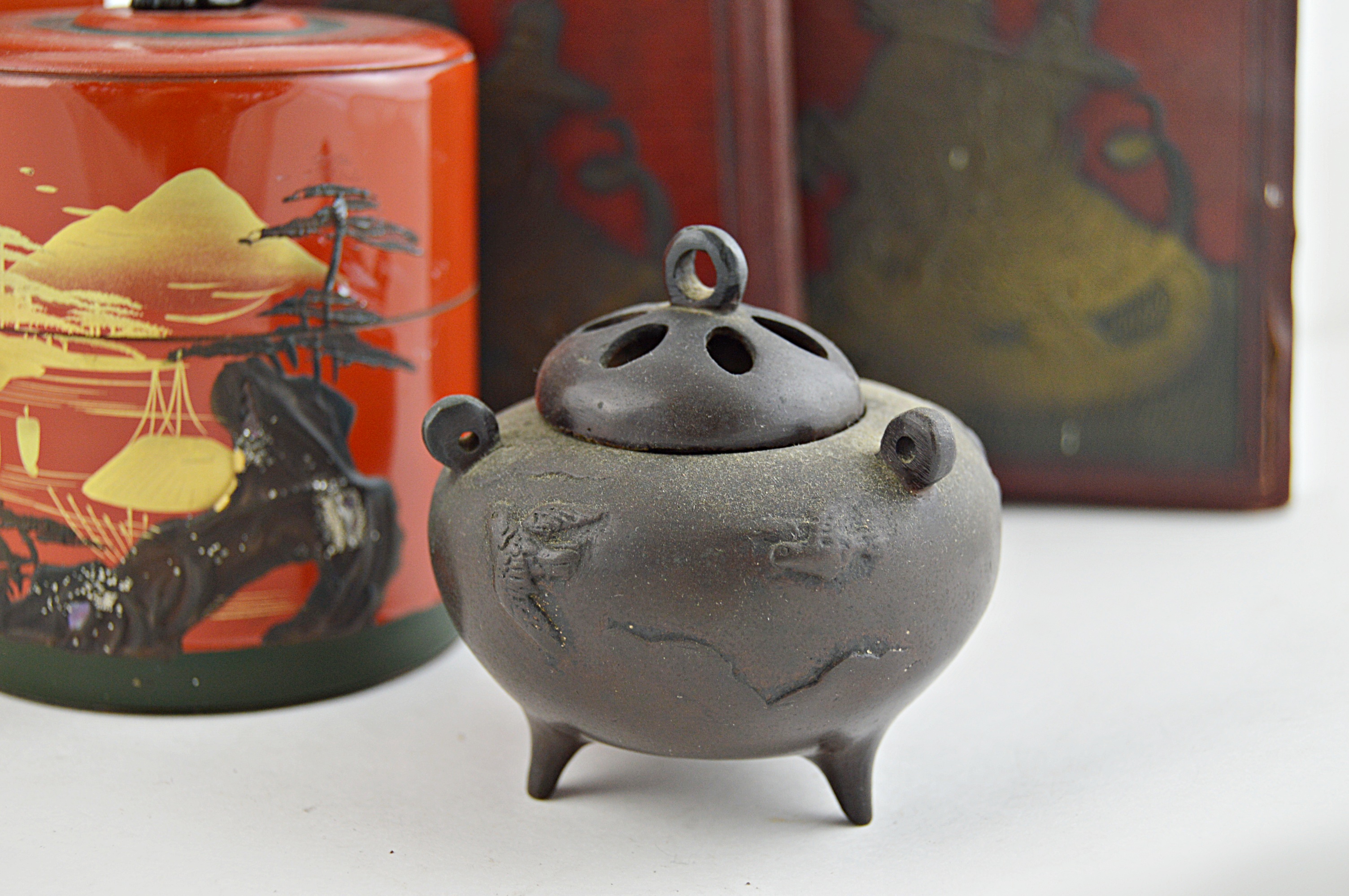 Vintage Asian Collectibles with Japanese Lacquerware