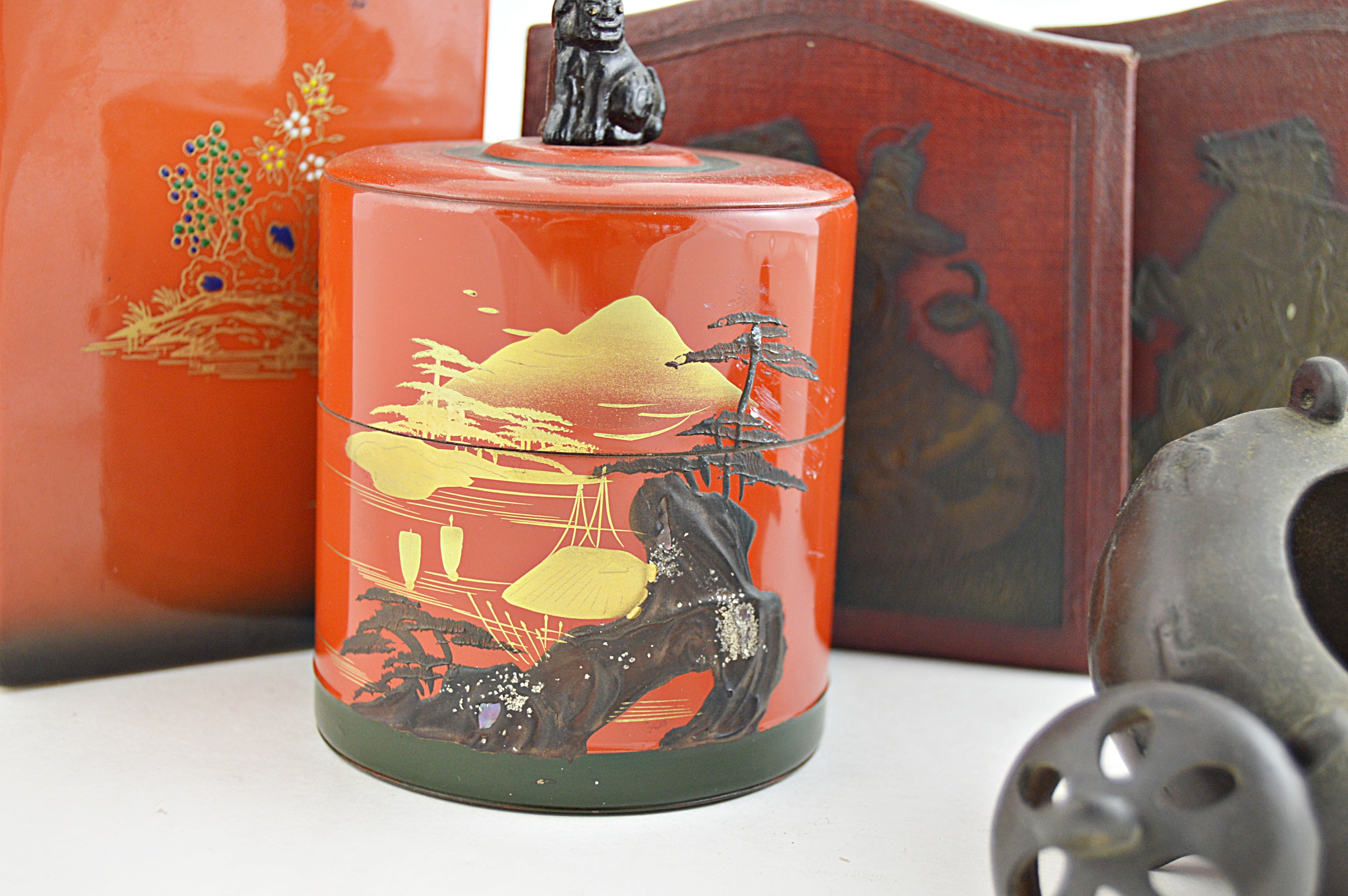 Vintage Asian Collectibles with Japanese Lacquerware