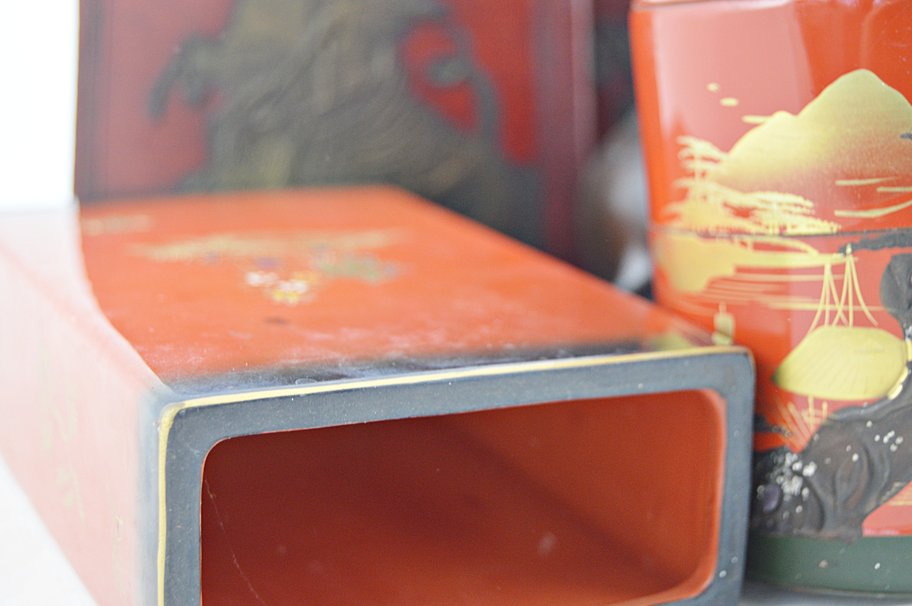 Vintage Asian Collectibles with Japanese Lacquerware