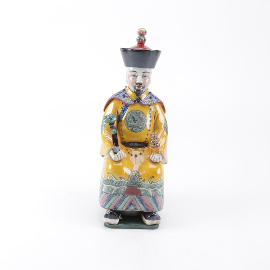 Chinese Ceramic Figurine of a Seated Man