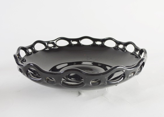 Vintage Black Glass and White Porcelain Tableware