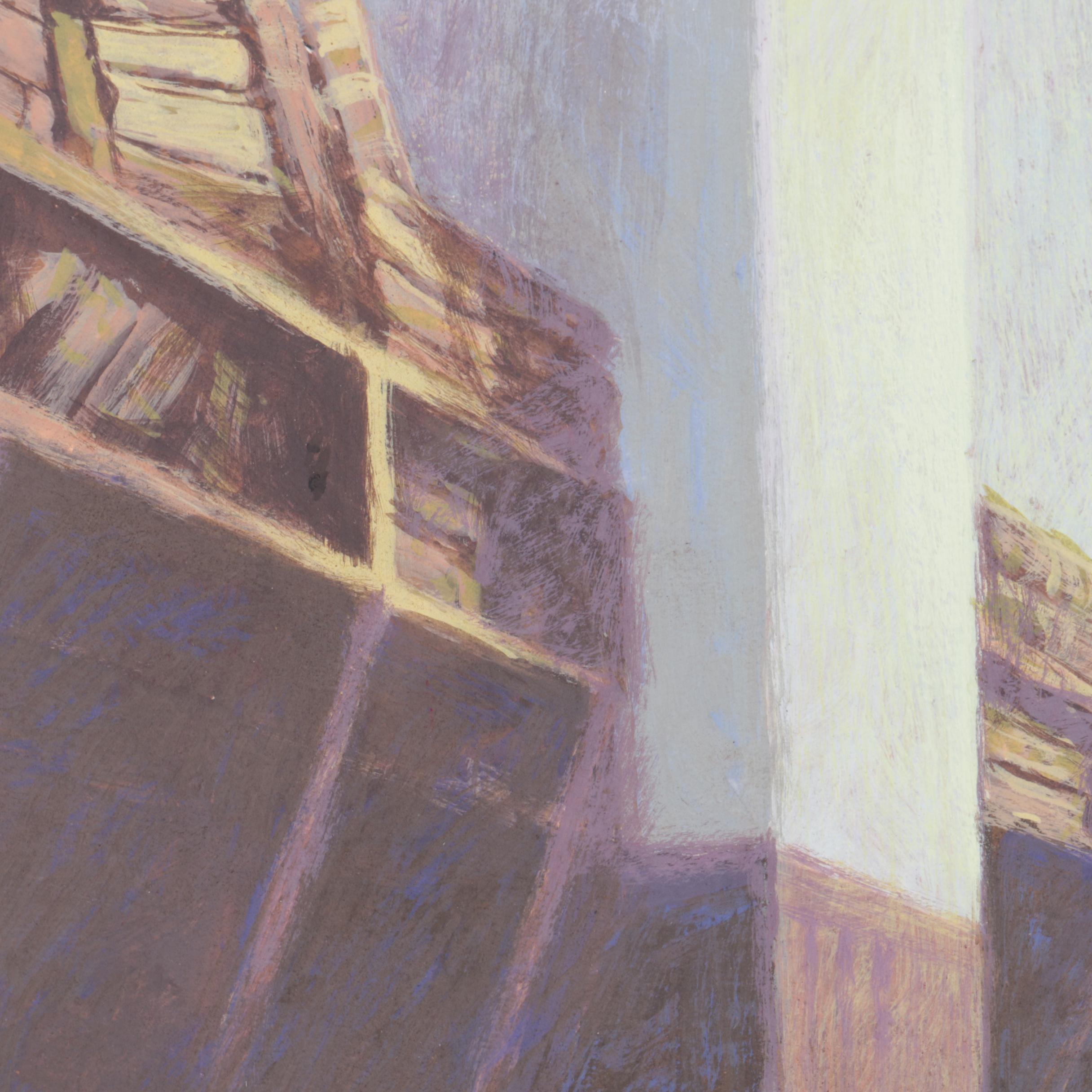 Charles Gatewood Pastel on Paper Drawing of an Empty Classroom