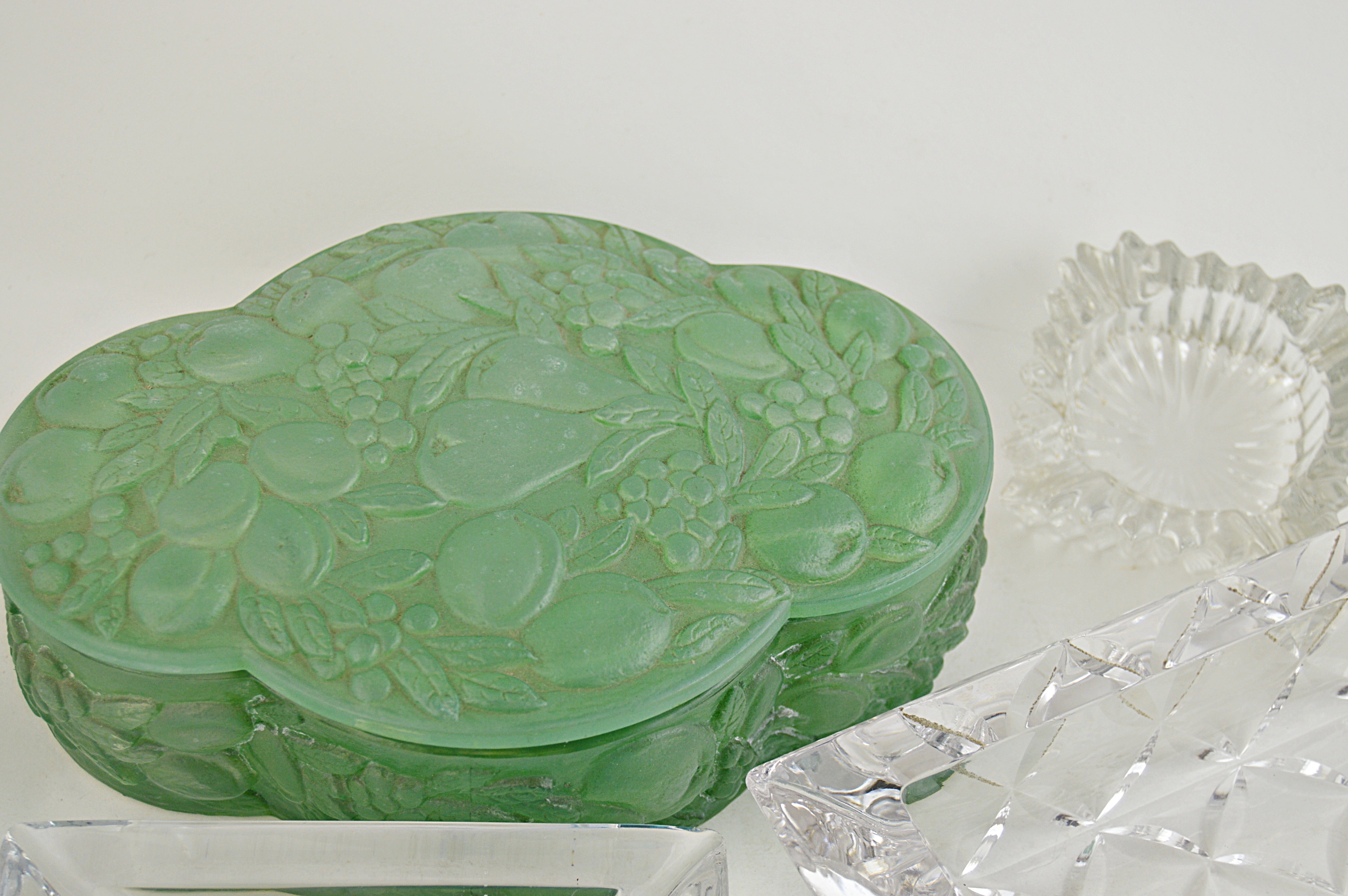 Vintage Glassware with Mary Gregory Trinket Box