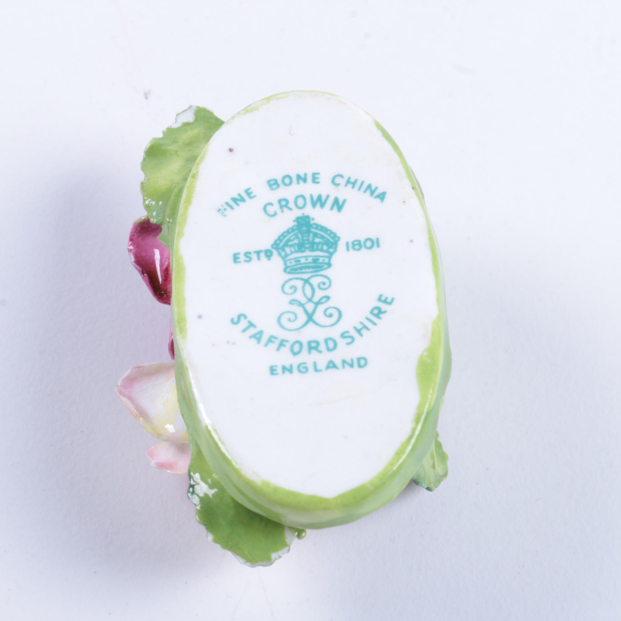 Crown Staffordshire Porcelain Rose Place Card Holders