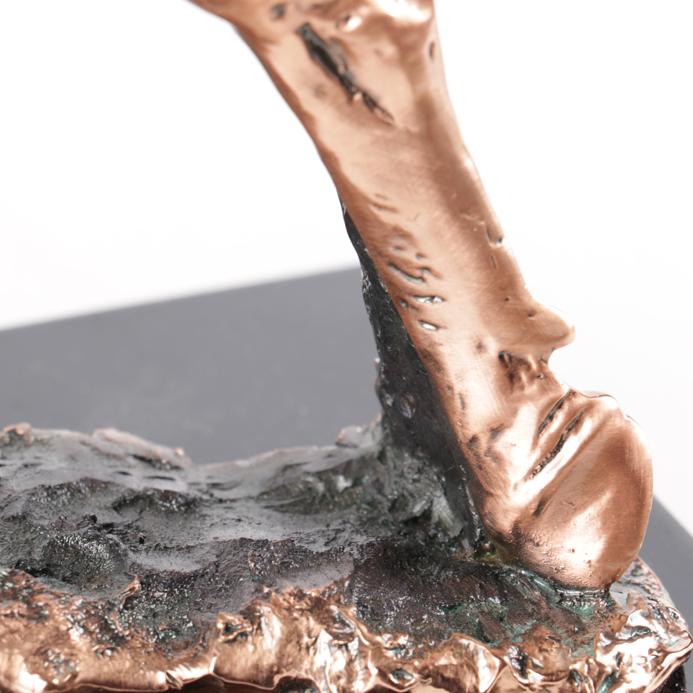 Copper and Resin Running Bull Sculpture