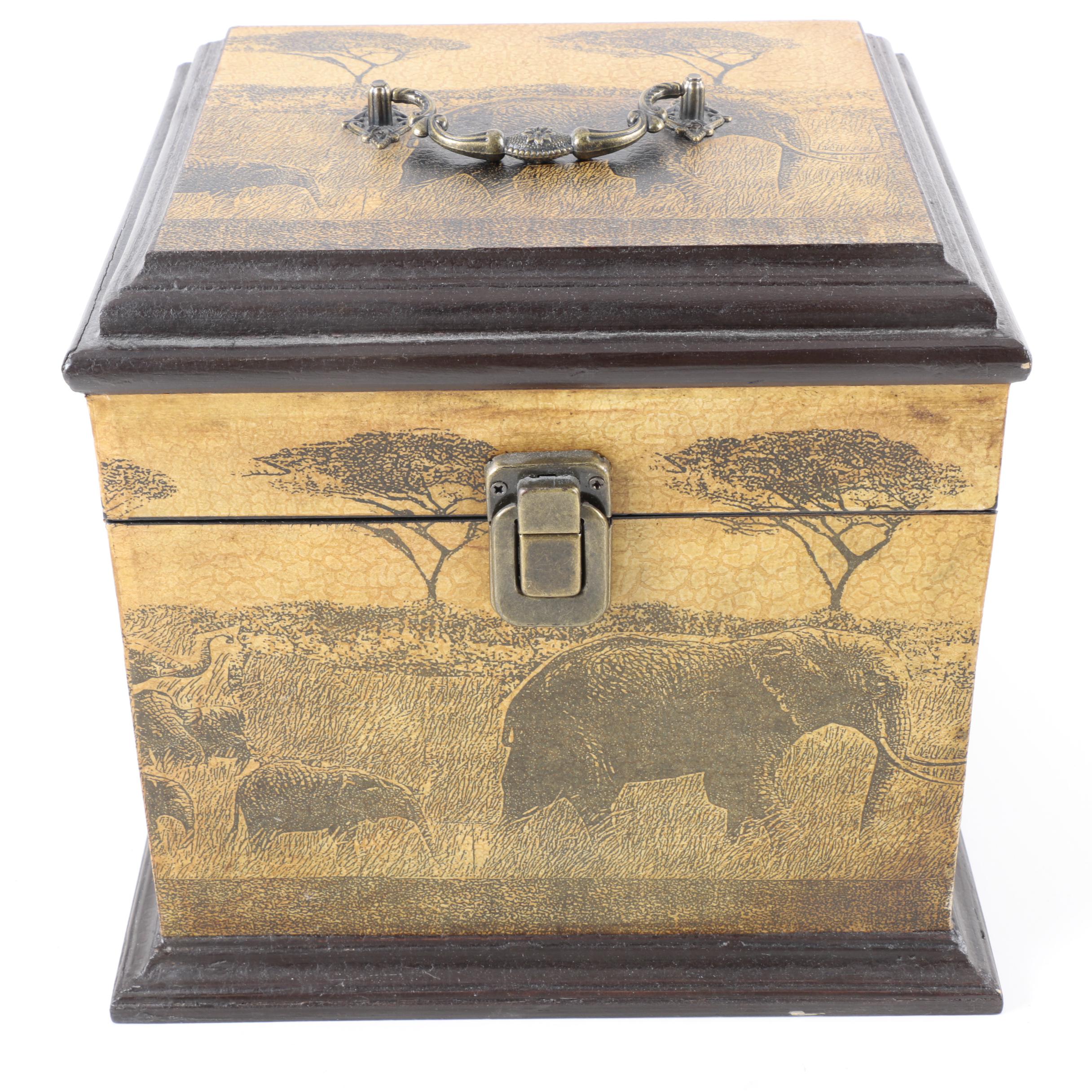 Savanna Elephants Wooden Box