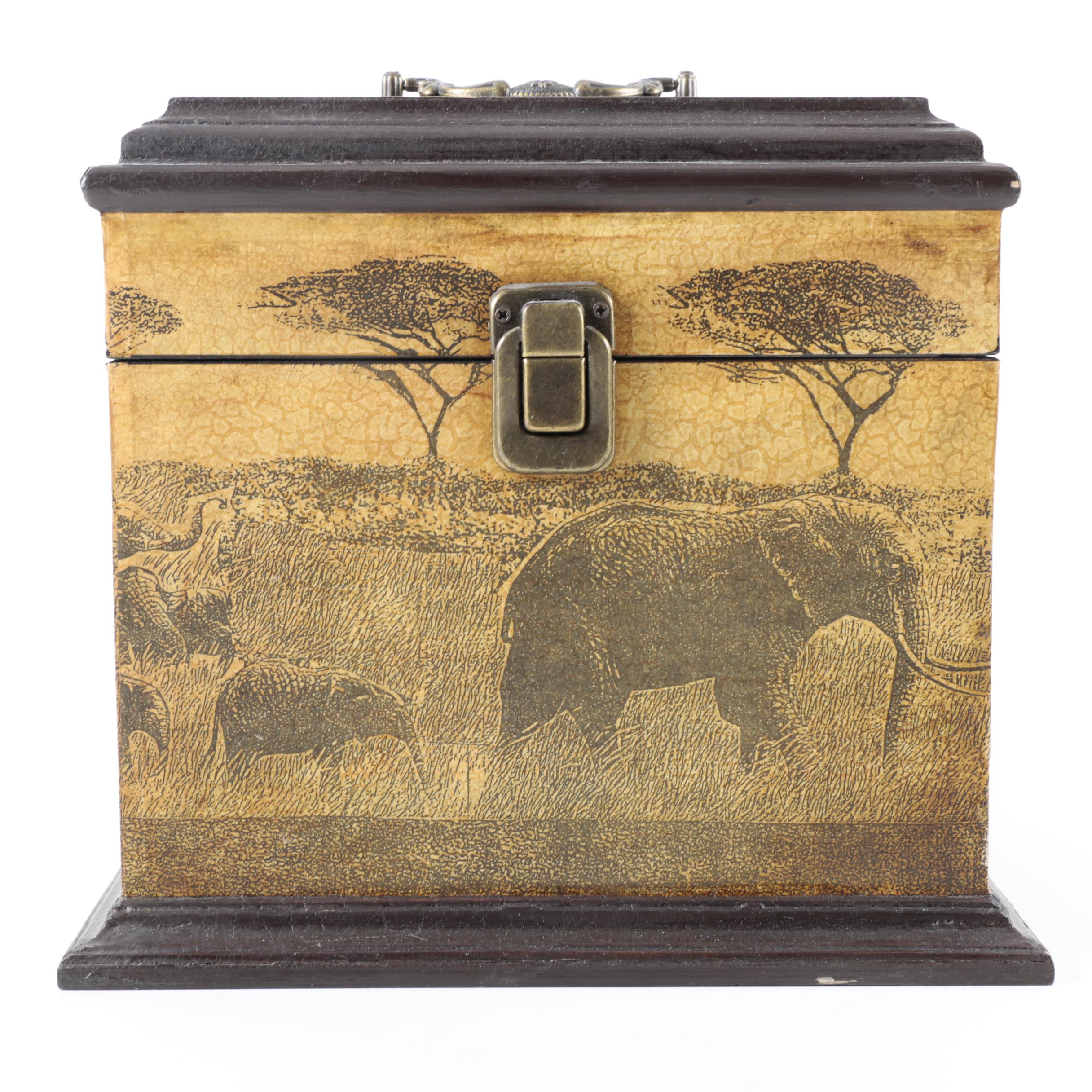 Savanna Elephants Wooden Box