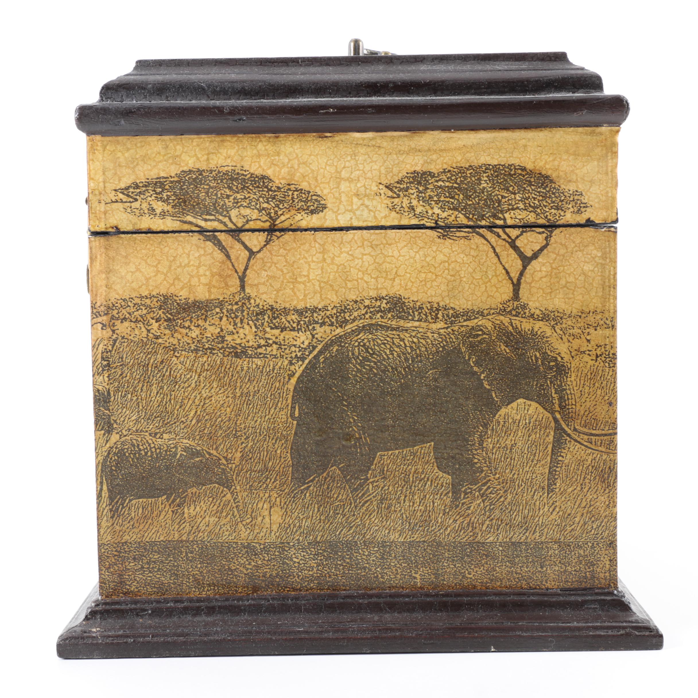 Savanna Elephants Wooden Box