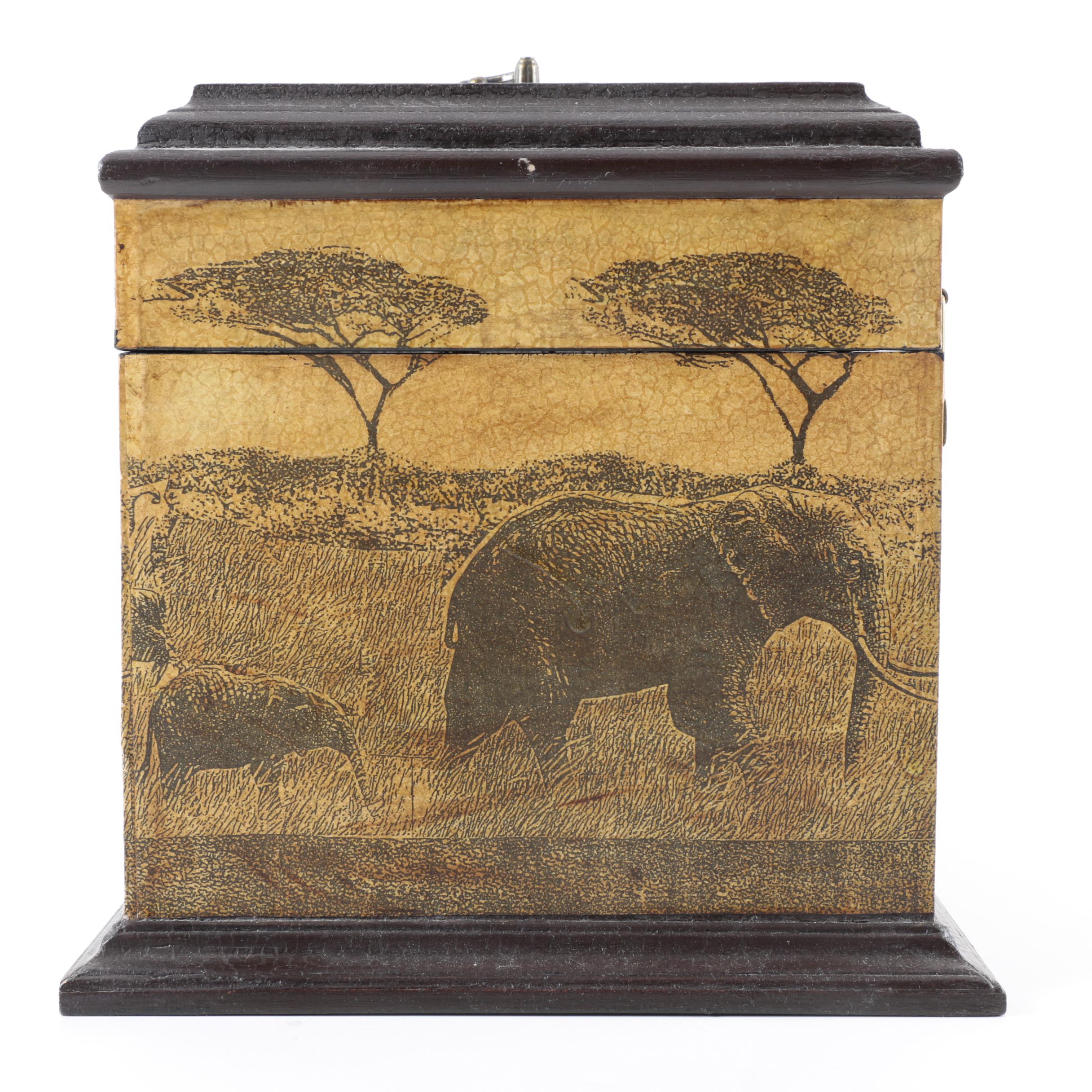 Savanna Elephants Wooden Box