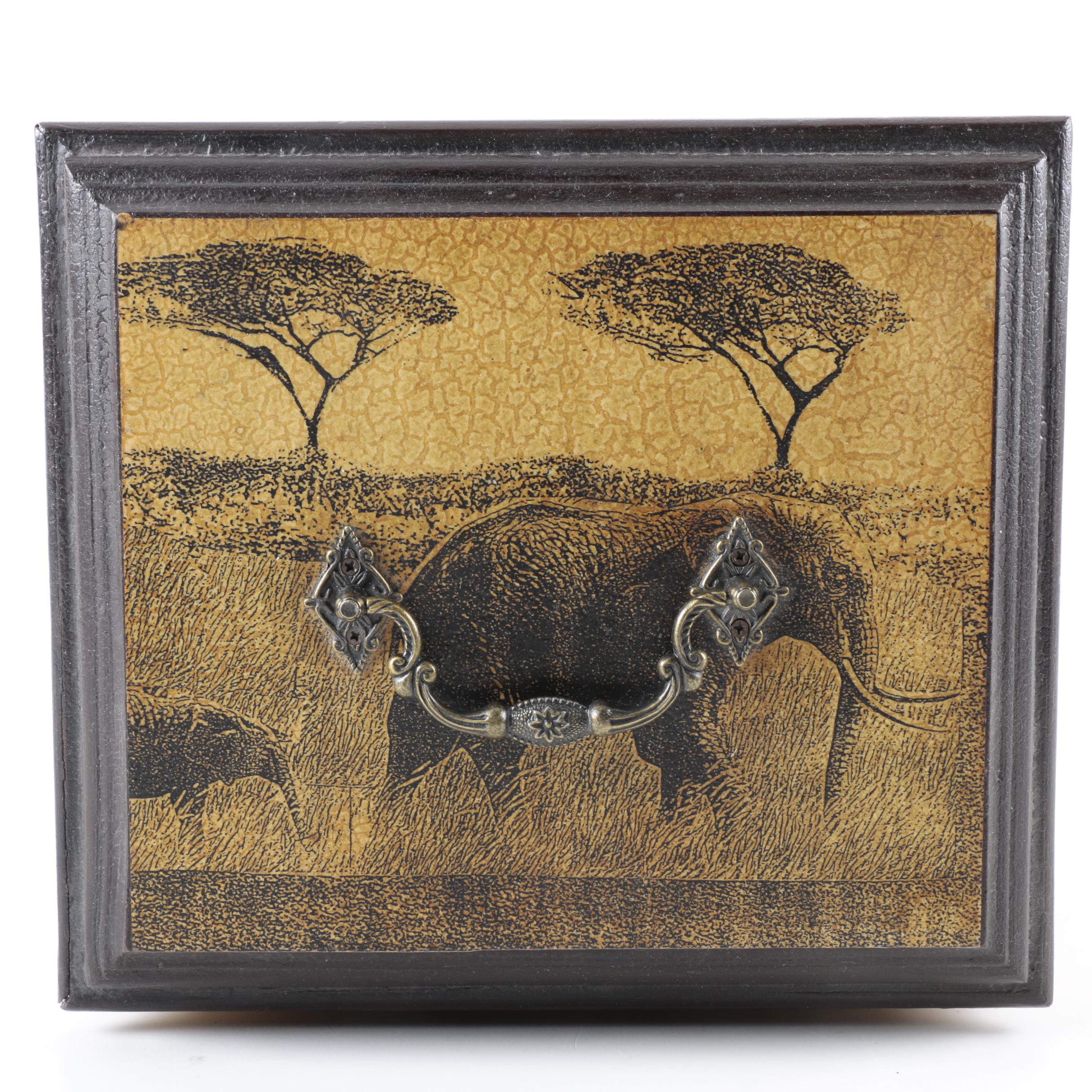 Savanna Elephants Wooden Box