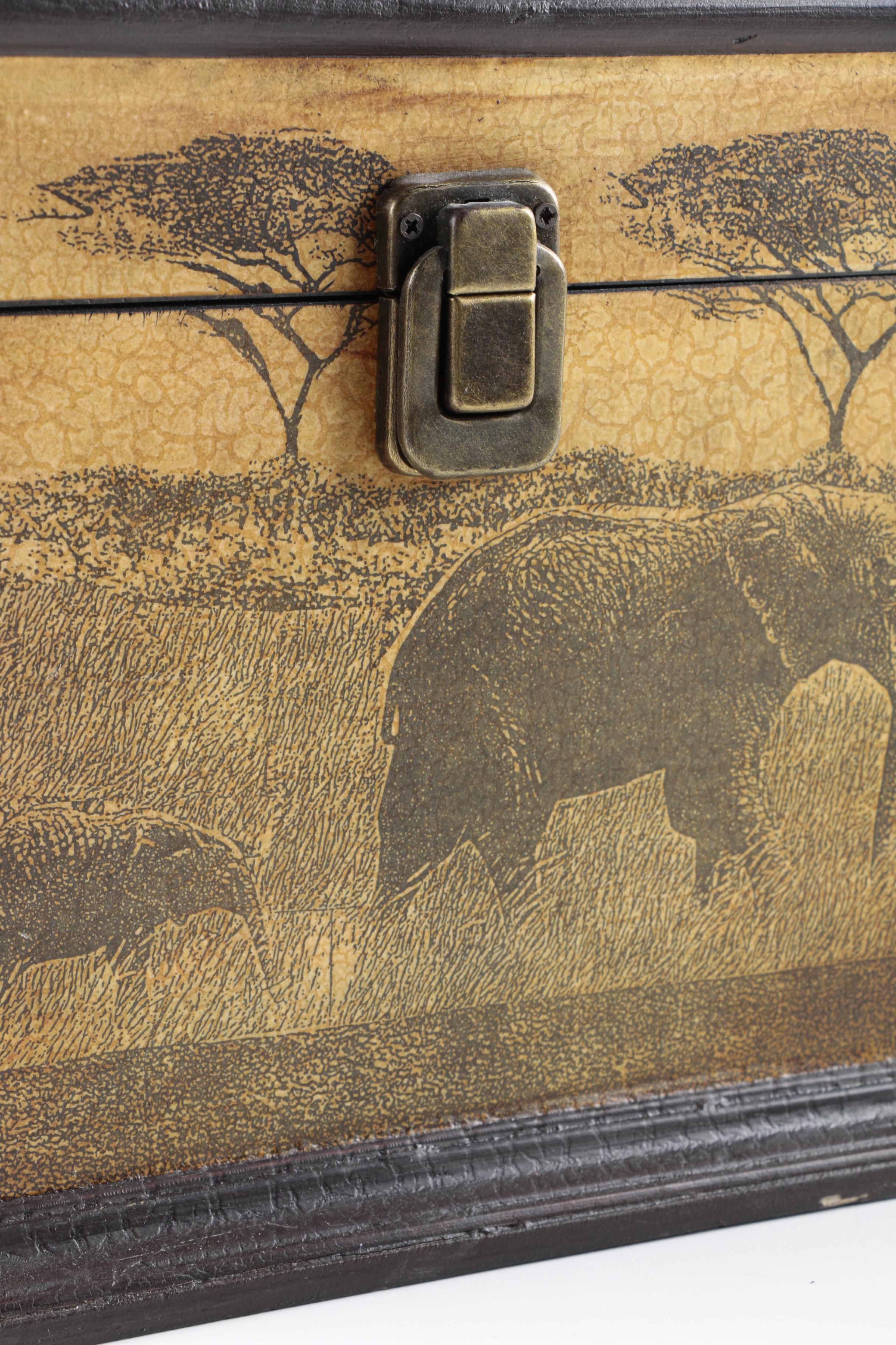 Savanna Elephants Wooden Box