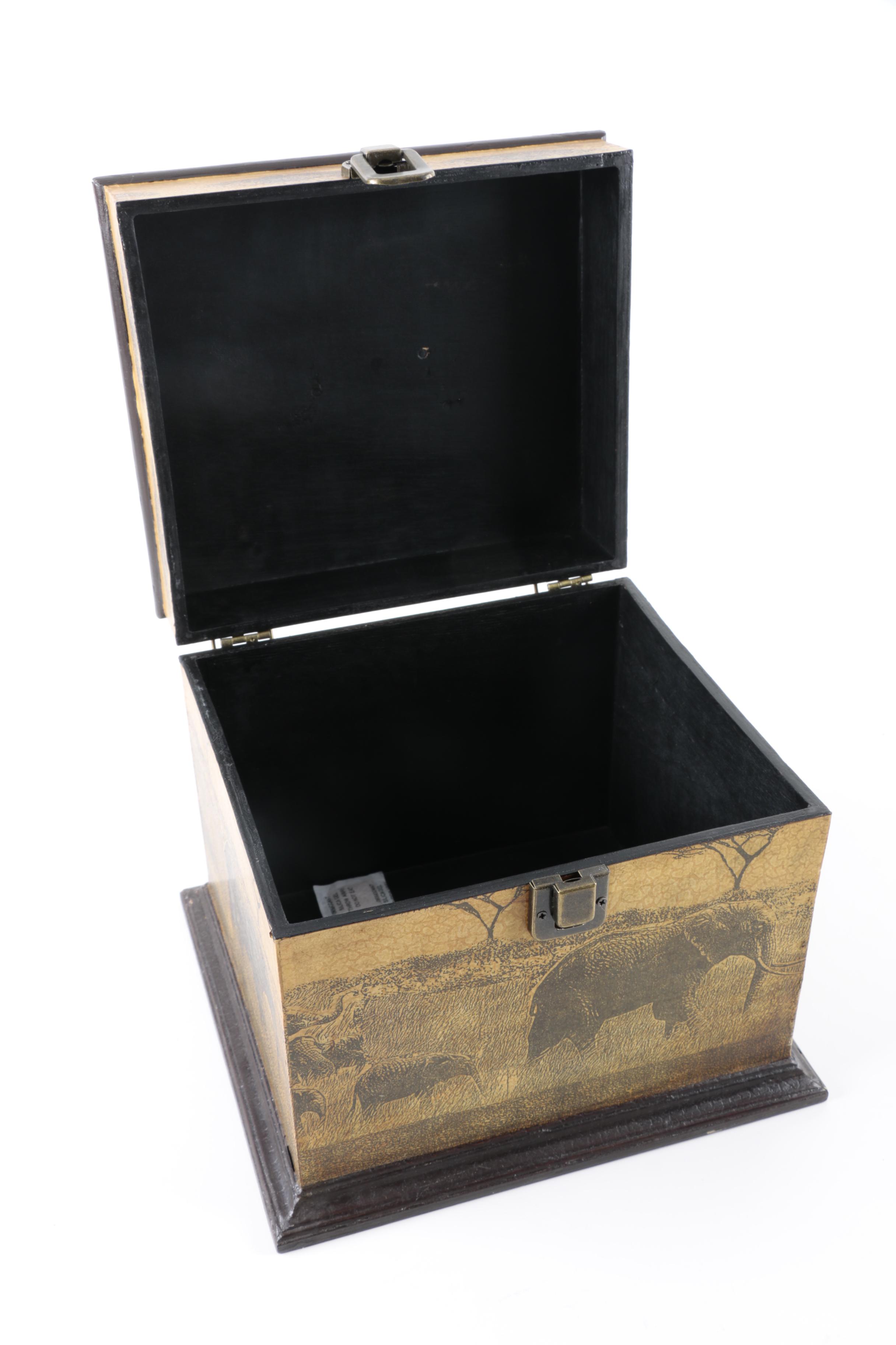 Savanna Elephants Wooden Box