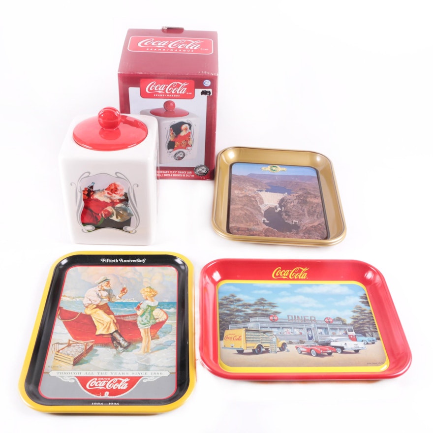 Coca-Cola Cookie Jar and Trays