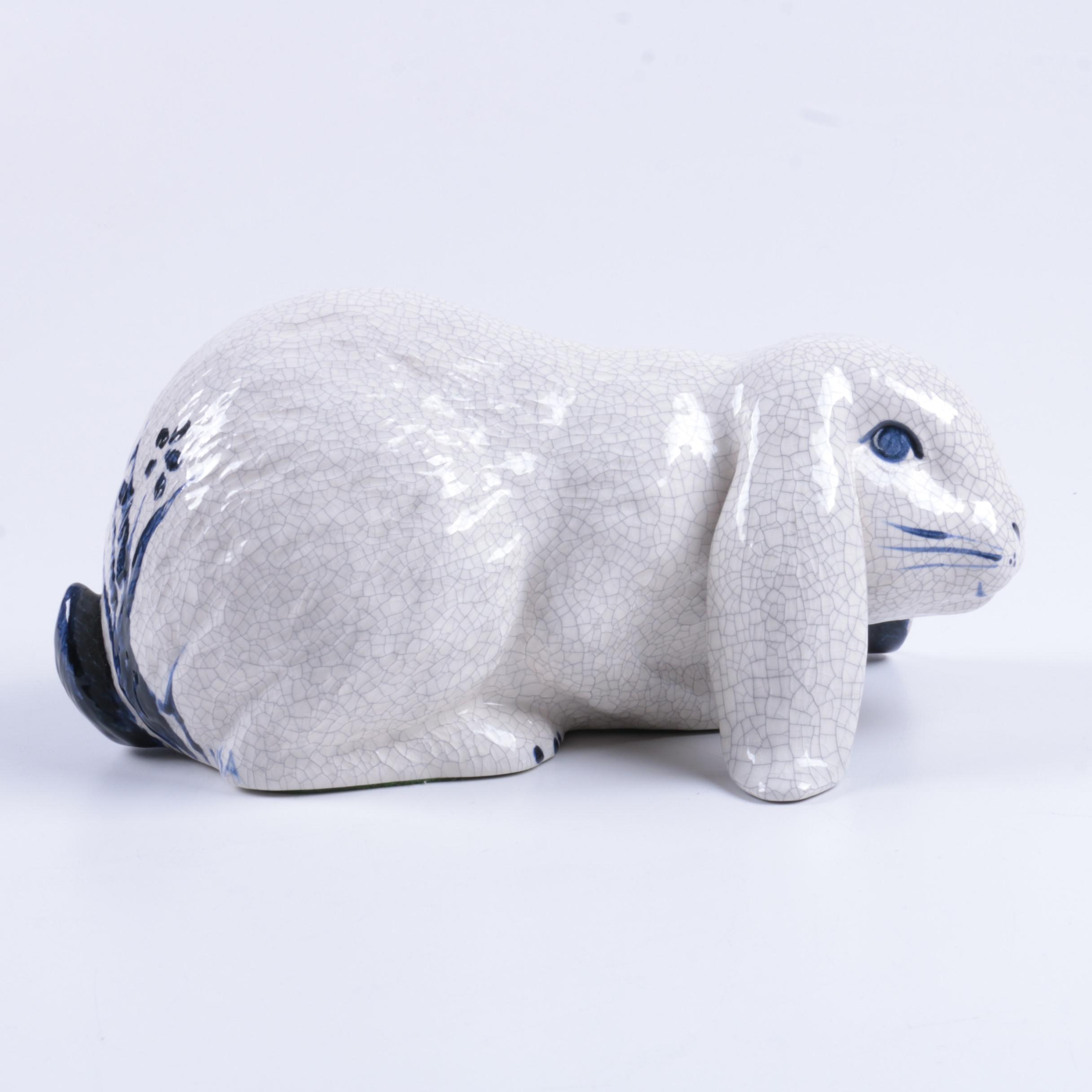Dedham Style Ceramic Bunny Figurine