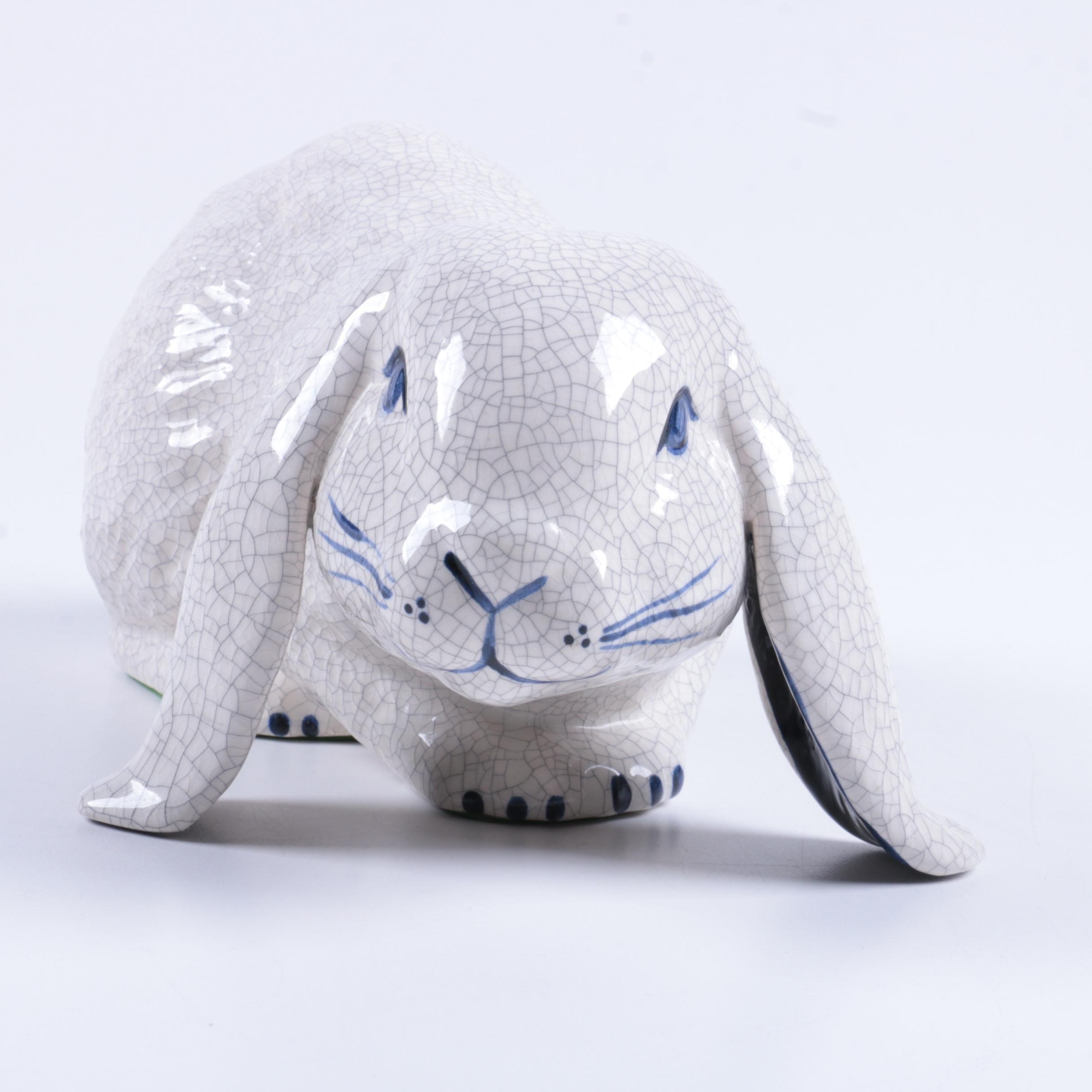 Dedham Style Ceramic Bunny Figurine
