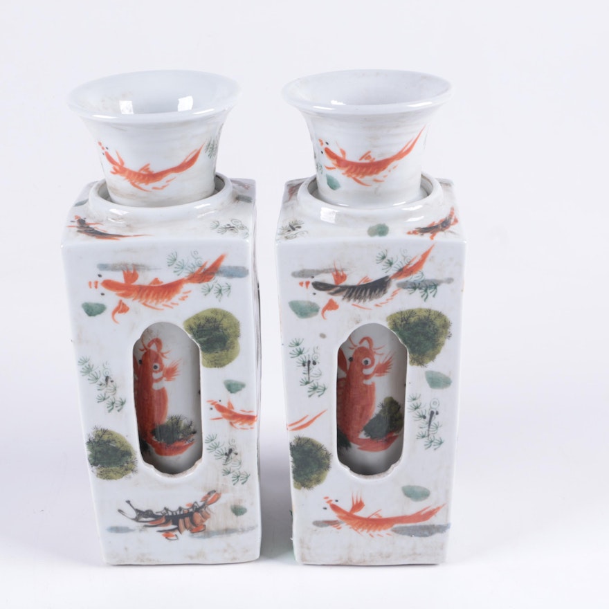 Chinese Jurentang Hand Decorated Porcelain Vases